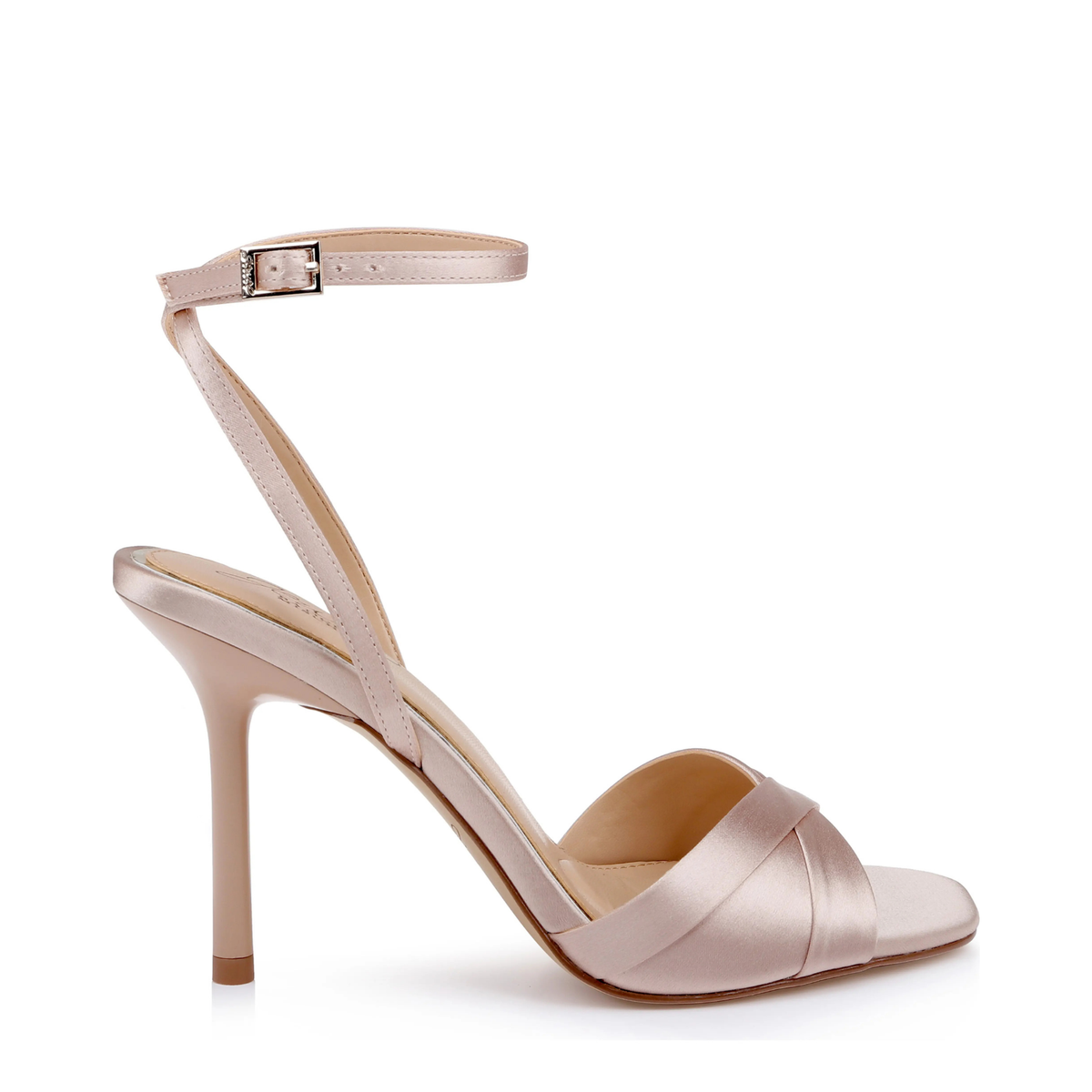 Parisa - Cross Front Satin Stiletto Sandals - Dark Beige