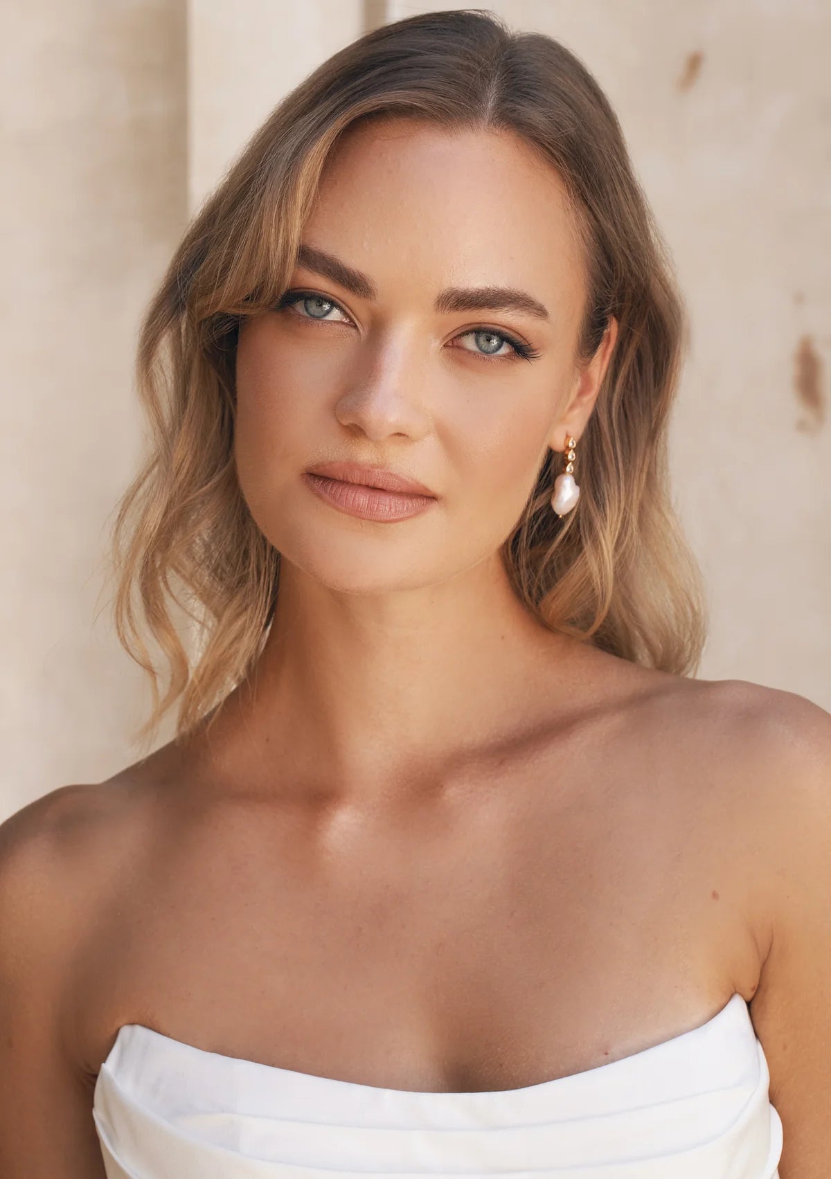 Buy Lola Knight - Parker - Crystal & Pearl Bridal Drop Earrings - 18K Gold online | The White Collection Australia
