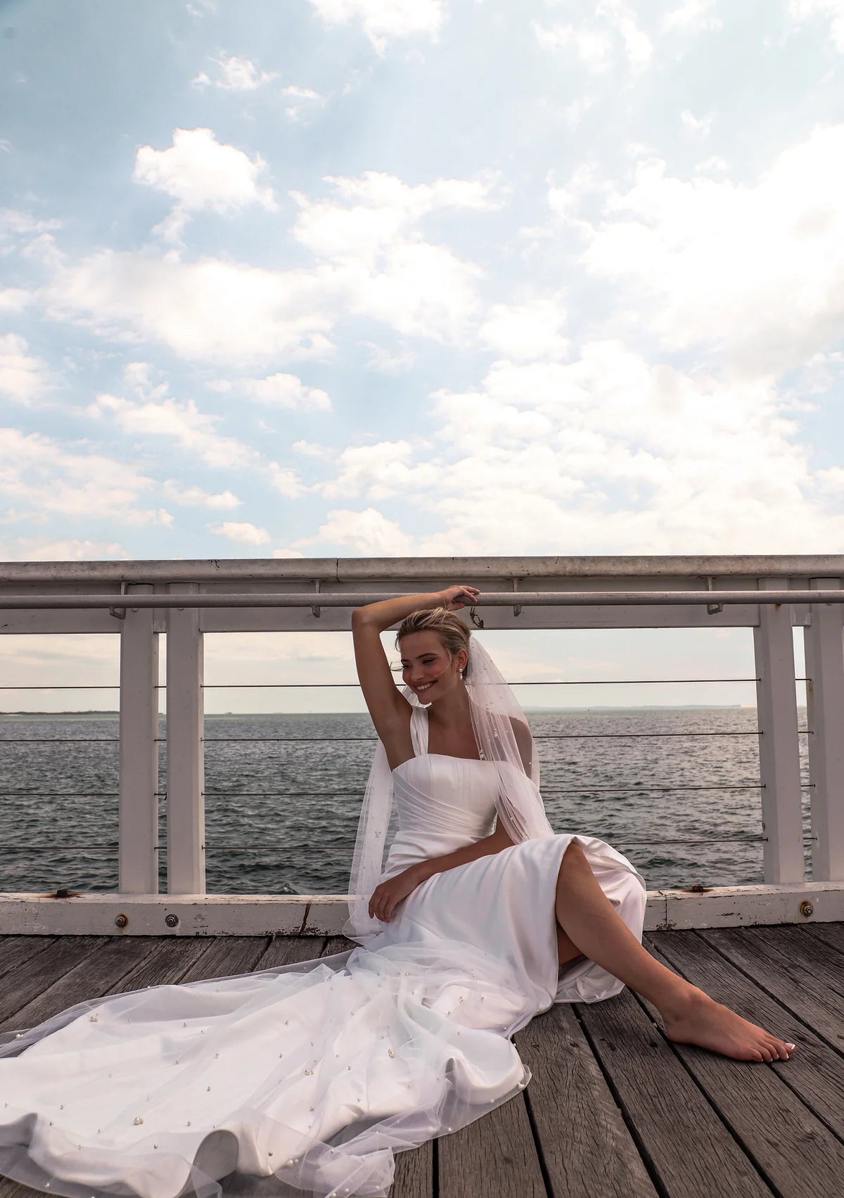 Lola Knight - Phoebe - Single Tier Pearl Cluster Wedding Veil - Ivory