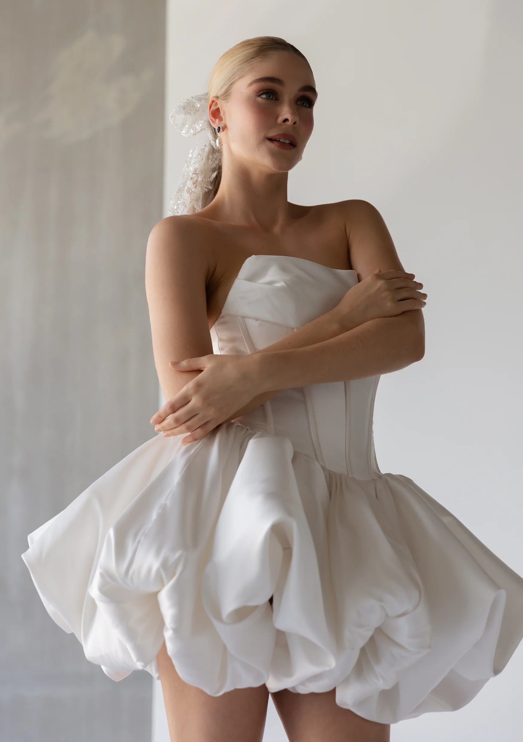 Buy Lola Knight - Piper Beaded Tulle Bow - Ivory online | The White Collection Australia