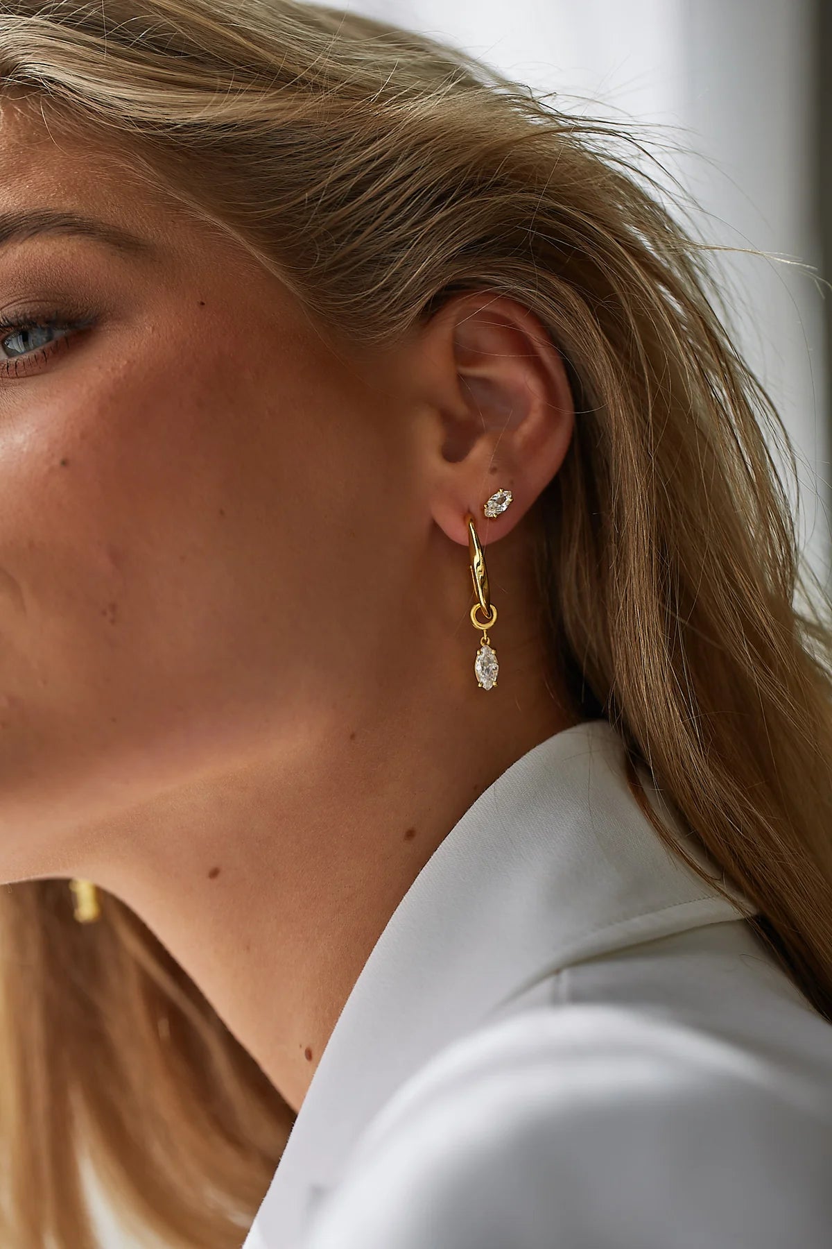 Buy Lola Knight - Eve - Cubic Zirconia Stud Earrings - 18ct Gold online | The White Collection Australia