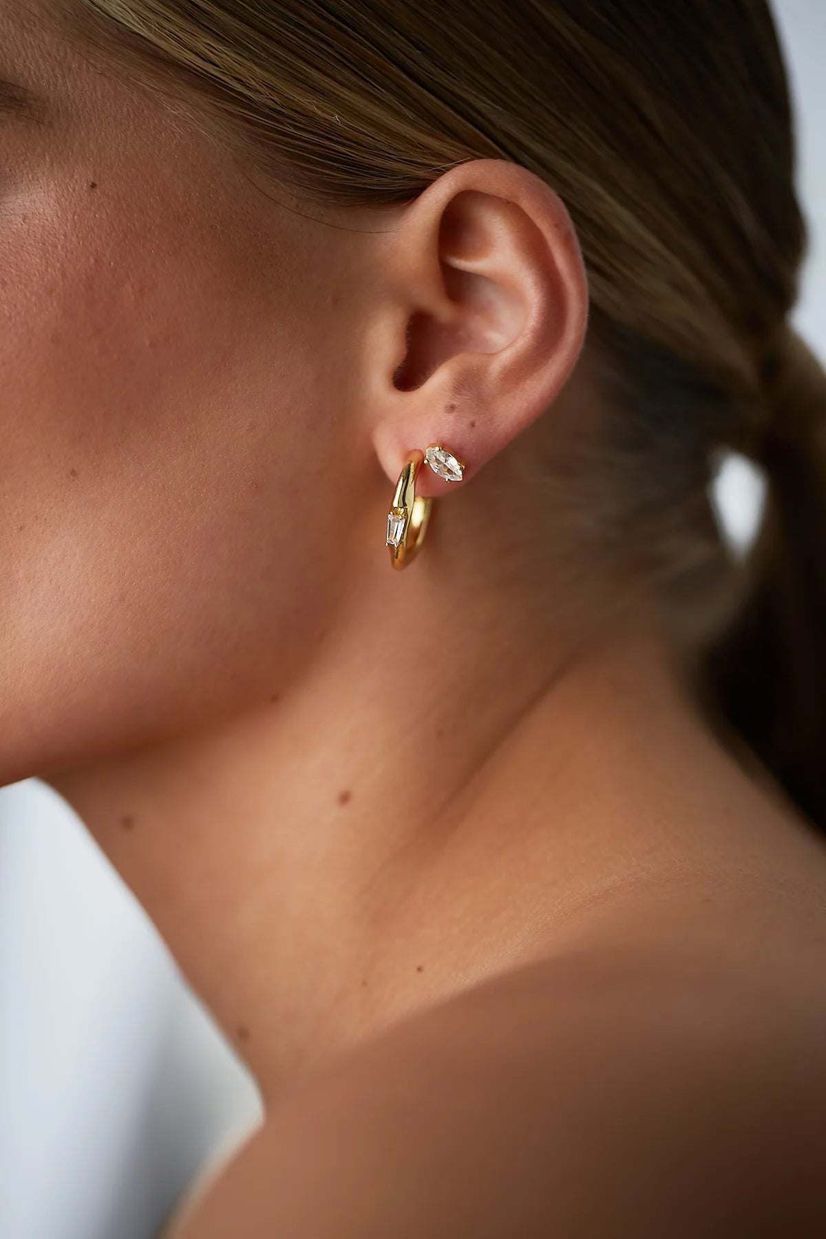 Buy Lola Knight - Eve - Cubic Zirconia Stud Earrings - 18ct Gold online | The White Collection Australia