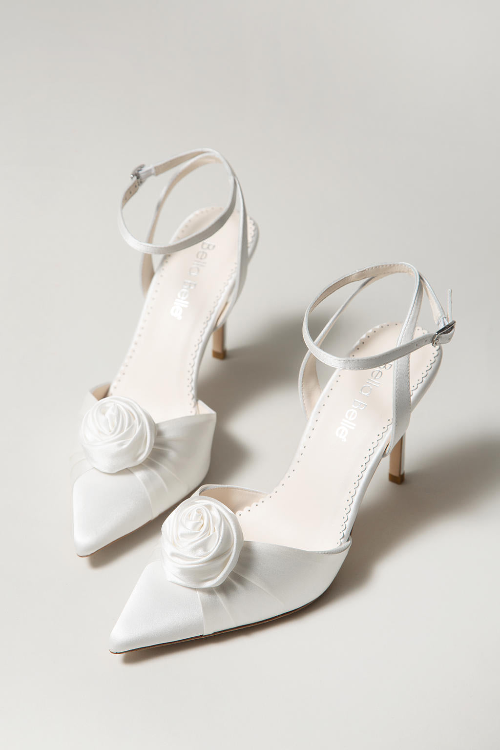 Buy Noelle - Ivory Pointed Toe Rosette Ivory Flower Heels online | The White Collection Australia