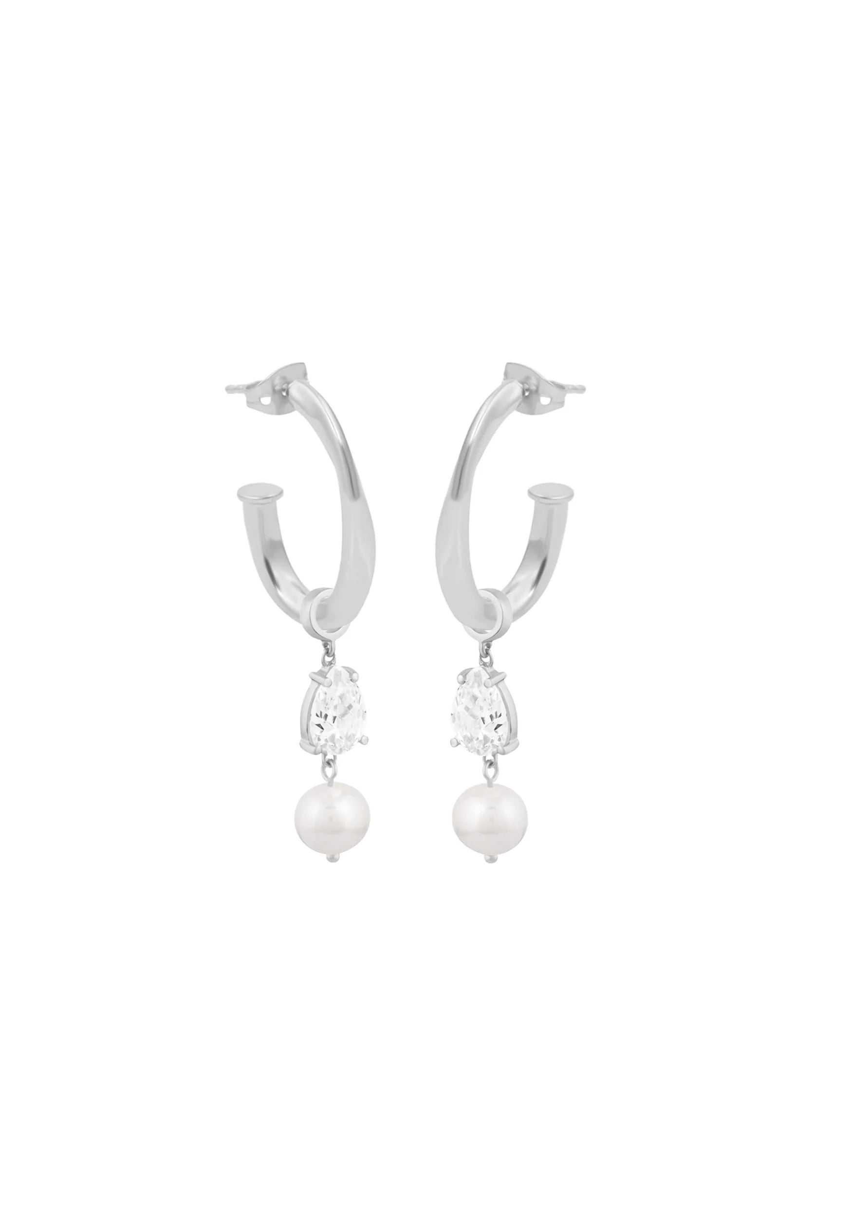 Buy Lola Knight - Riley - Crystal & Pearl Bridal Drop Earrings - Silver online | The White Collection Australia