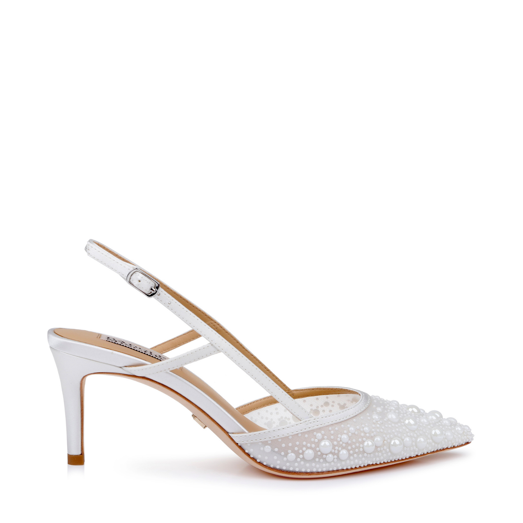 Reem - Pearl Embellished Slingback Pumps - Soft White