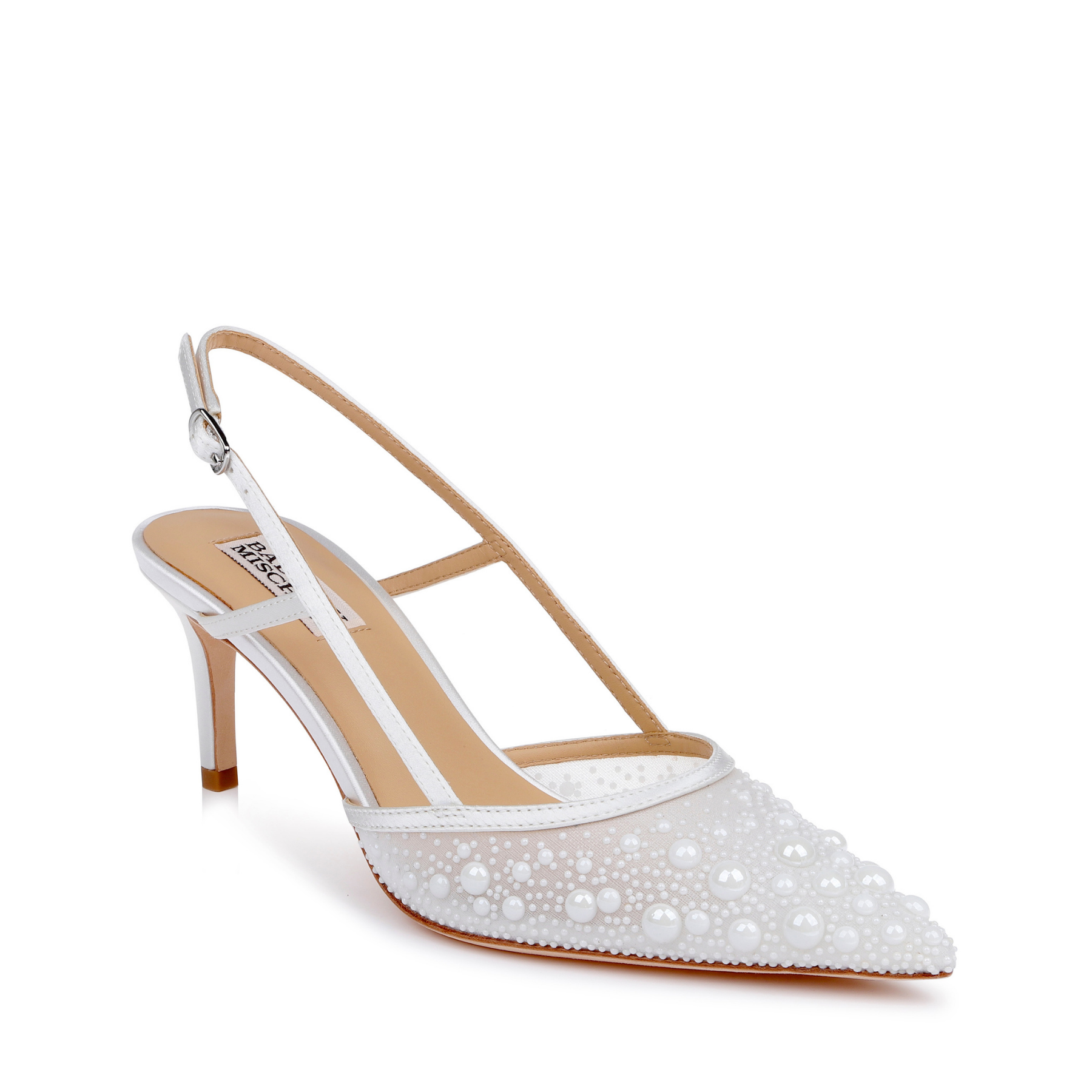 Reem - Pearl Embellished Slingback Pumps - Soft White