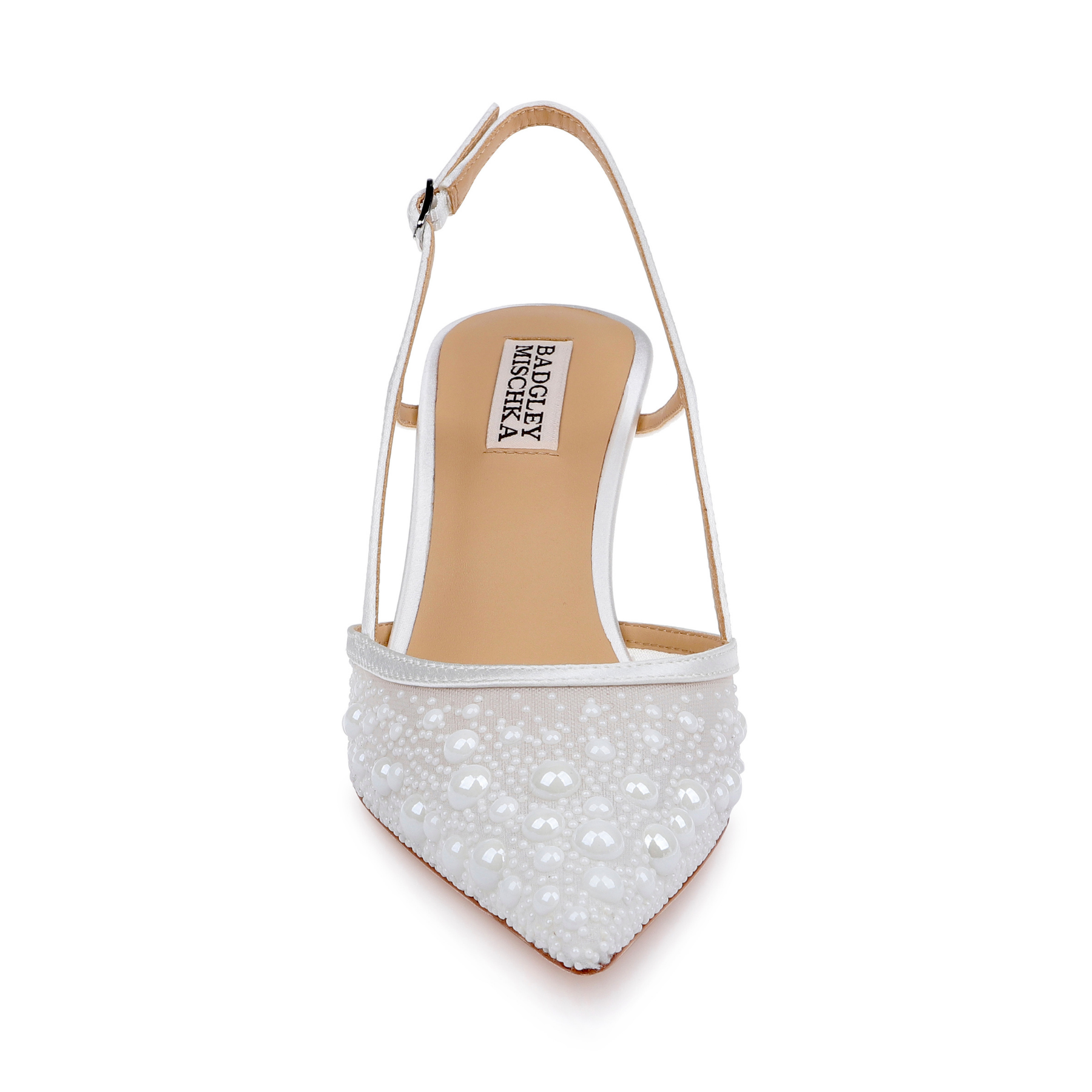 Reem - Pearl Embellished Slingback Pumps - Soft White