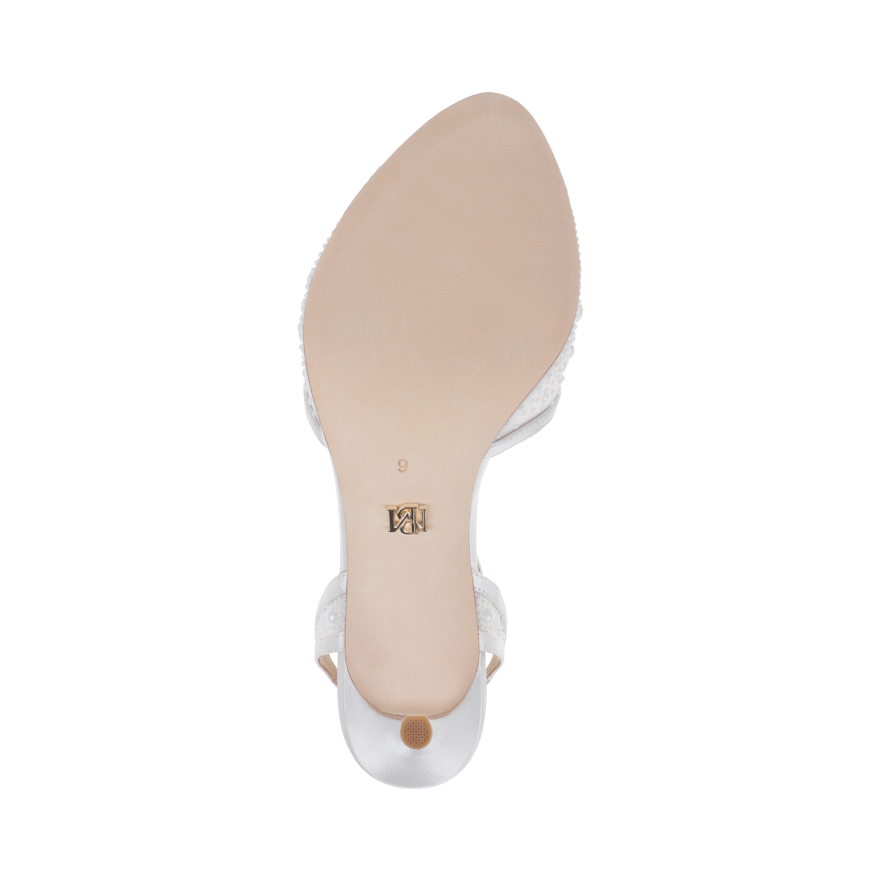 Rhea - Pearl Embellished Ankle Strap Sandals - Soft White