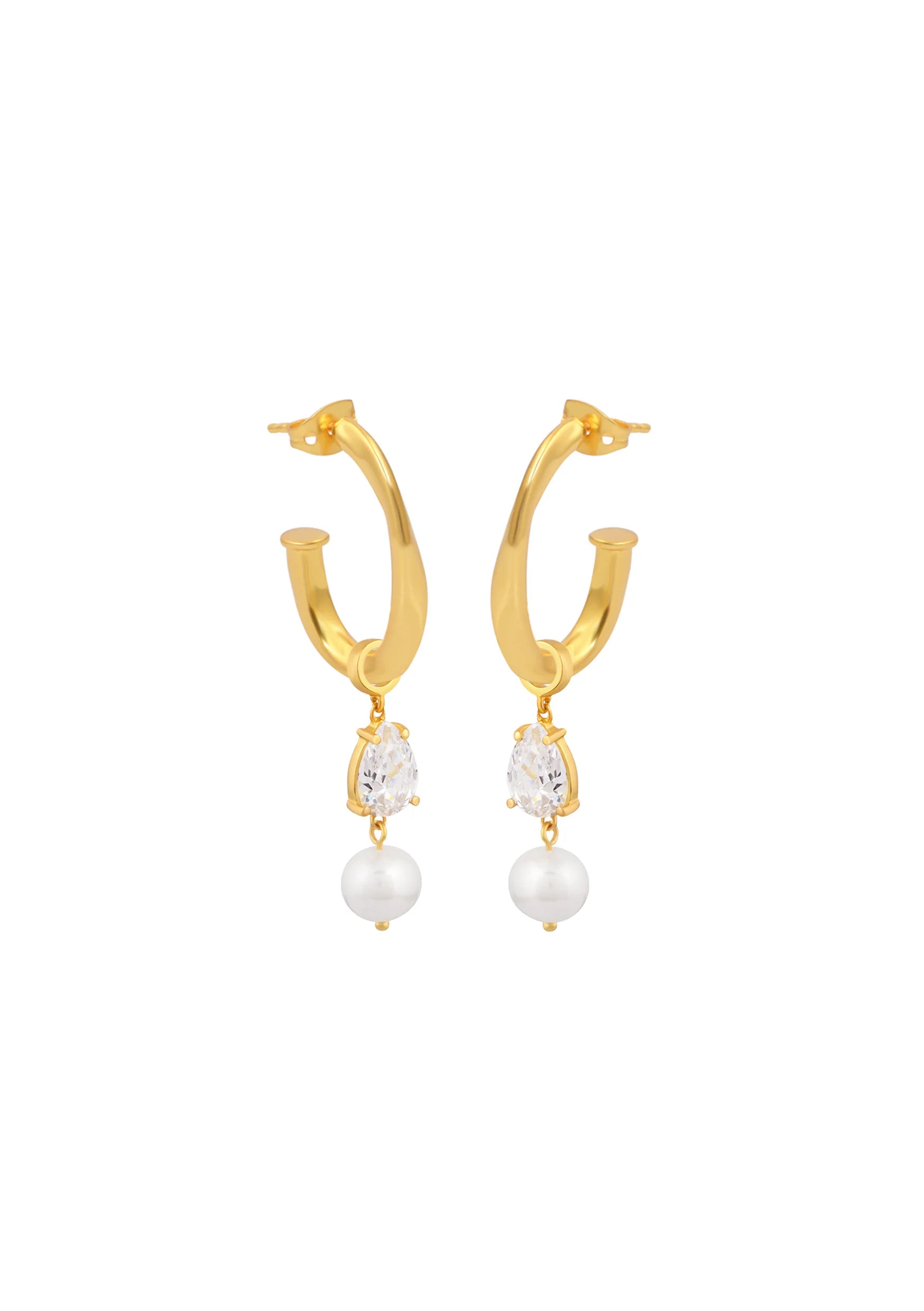 Buy Lola Knight - Riley - Crystal & Pearl Bridal Drop Earrings - 18K Gold online | The White Collection Australia