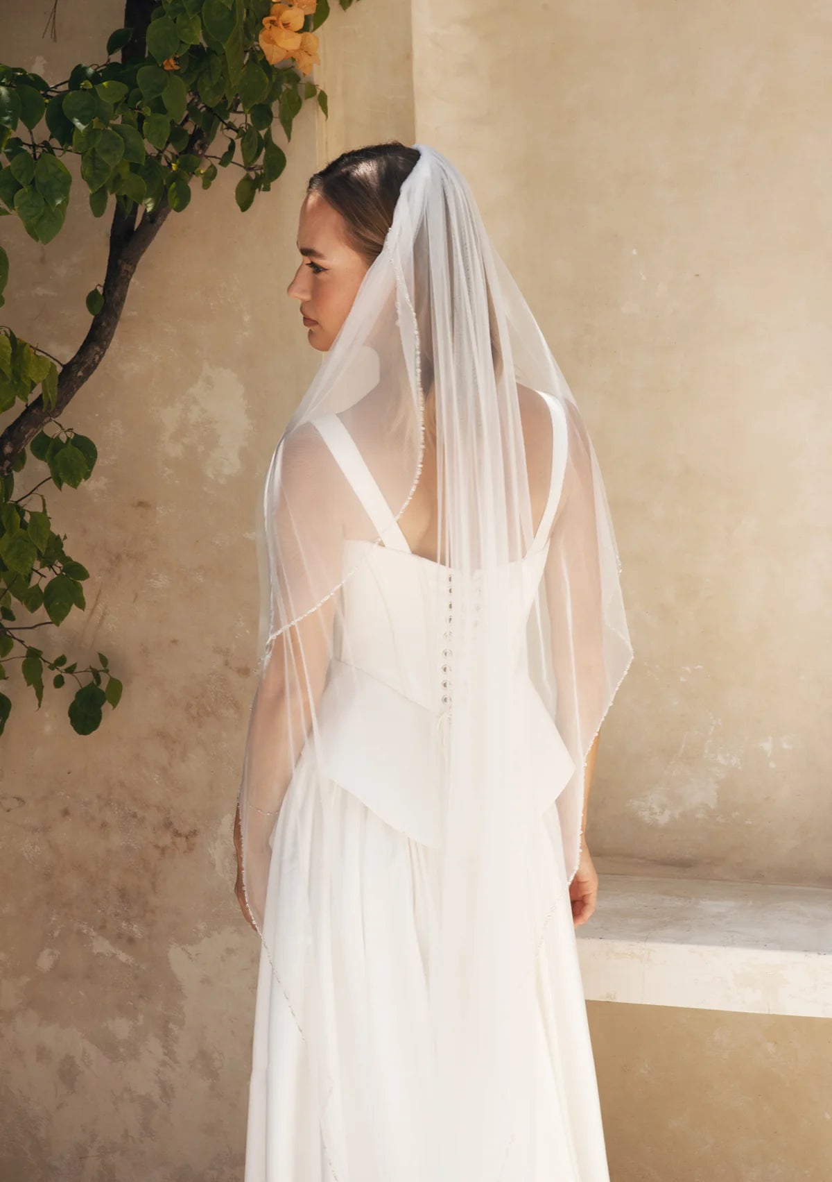 Lola Knight River ivory beaded wedding veil, The White Collection Australia