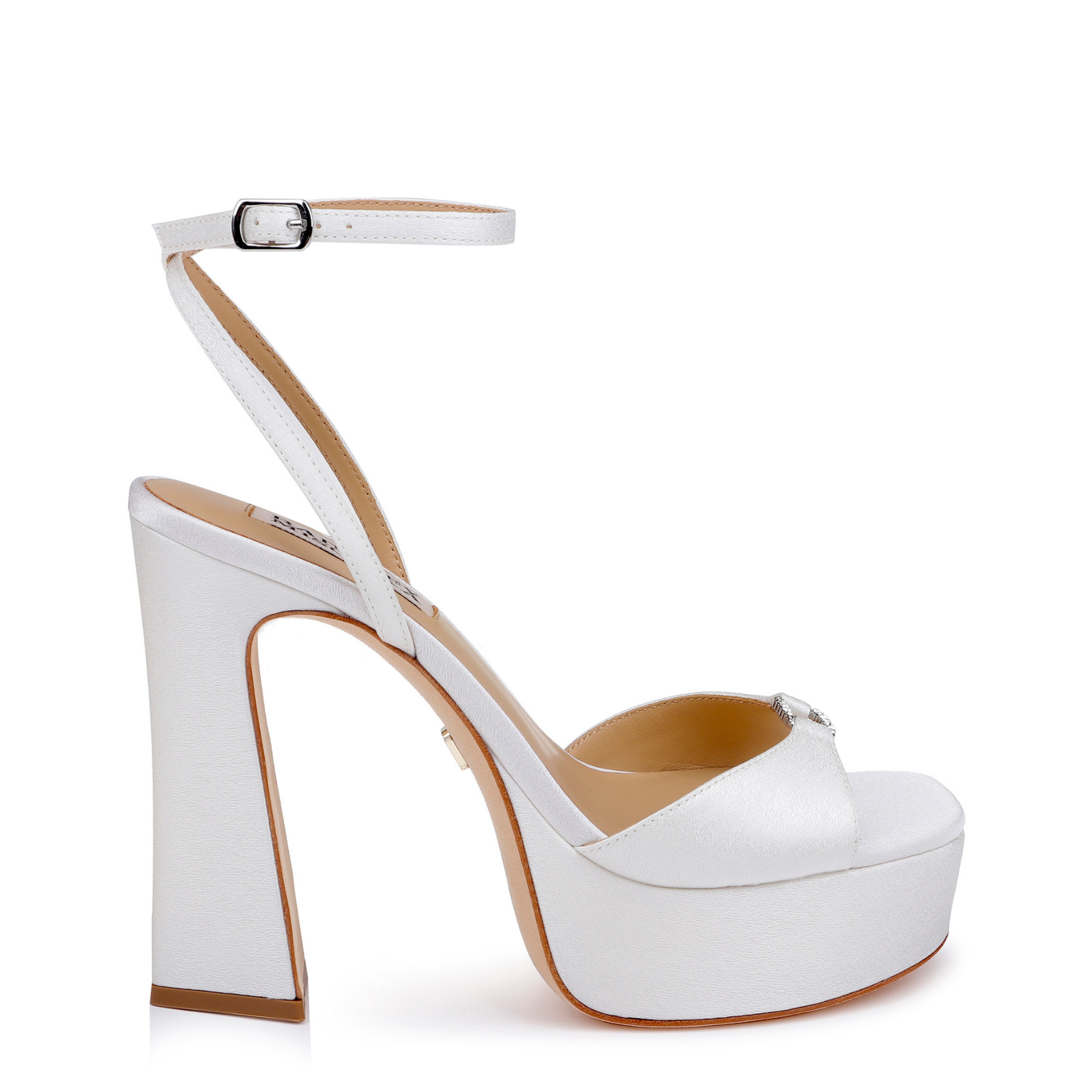Romina - Crystal Embellished Platform Sandals - Soft White