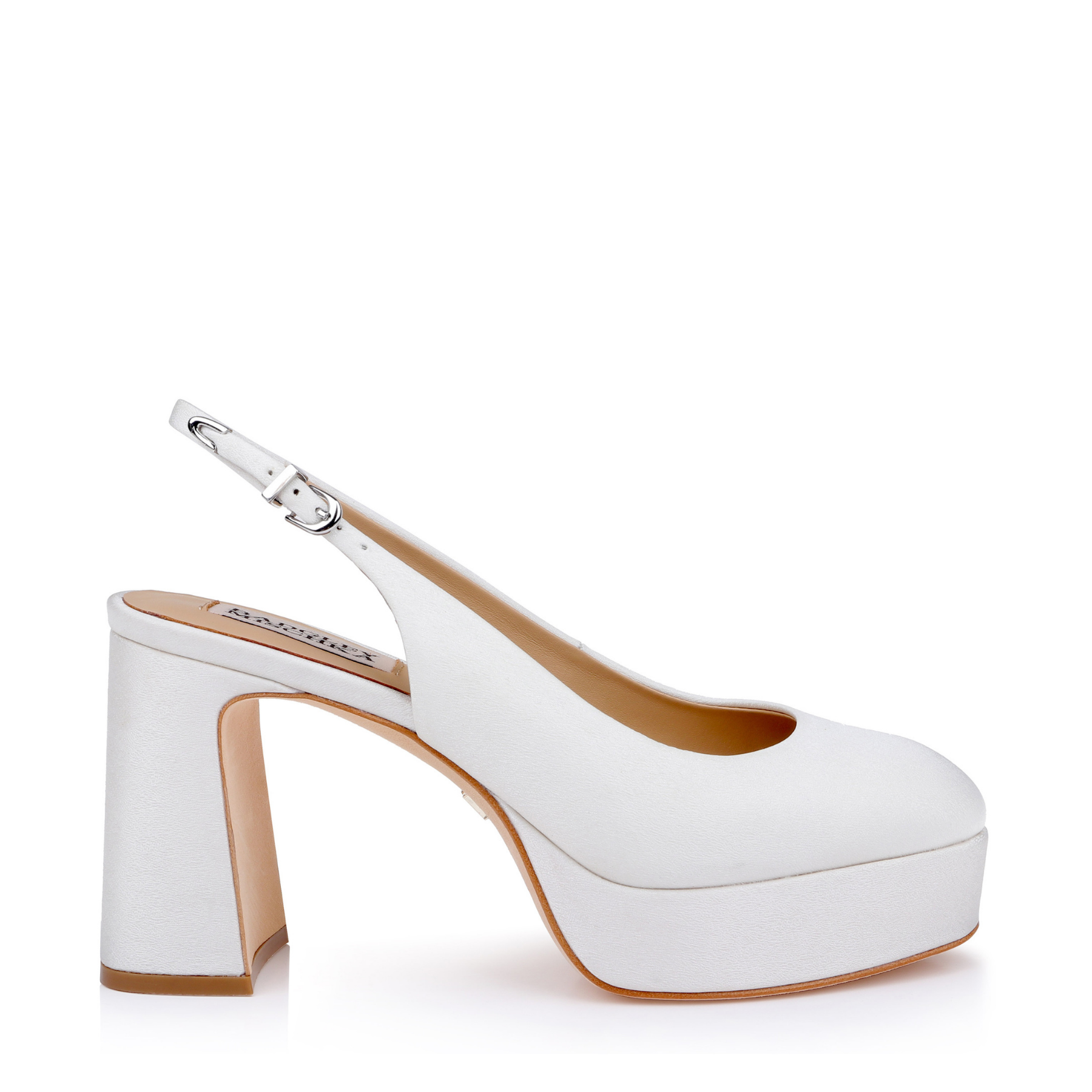 Rylan - Satin Platform Slingback Pumps - Soft White