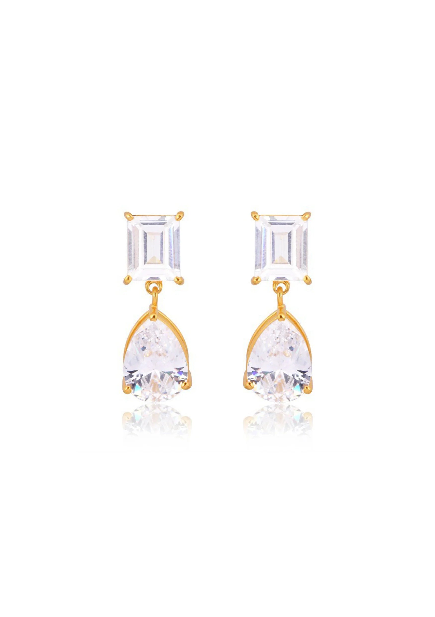 Buy Lola Knight - Sol - Crystal Drop Bridal Earrings - Gold online | The White Collection Australia