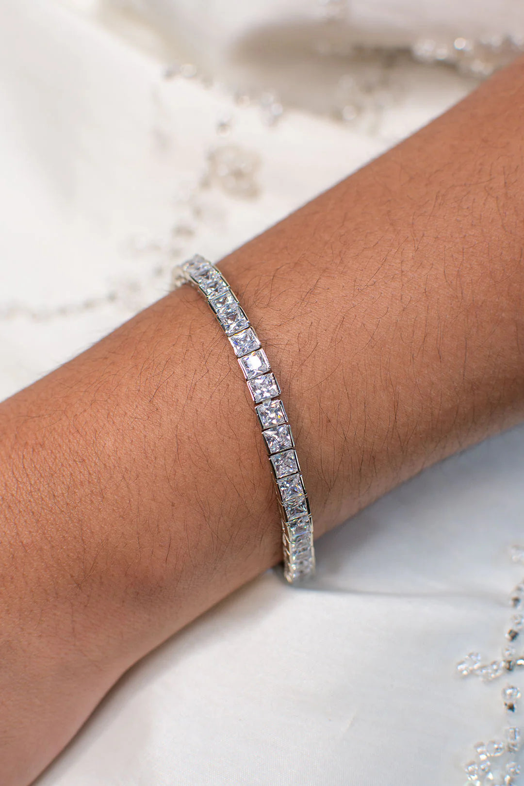 Buy Lilibeth - Brilliant Square Cut Crystal Bridal Tennis Bracelet online | The White Collection Australia