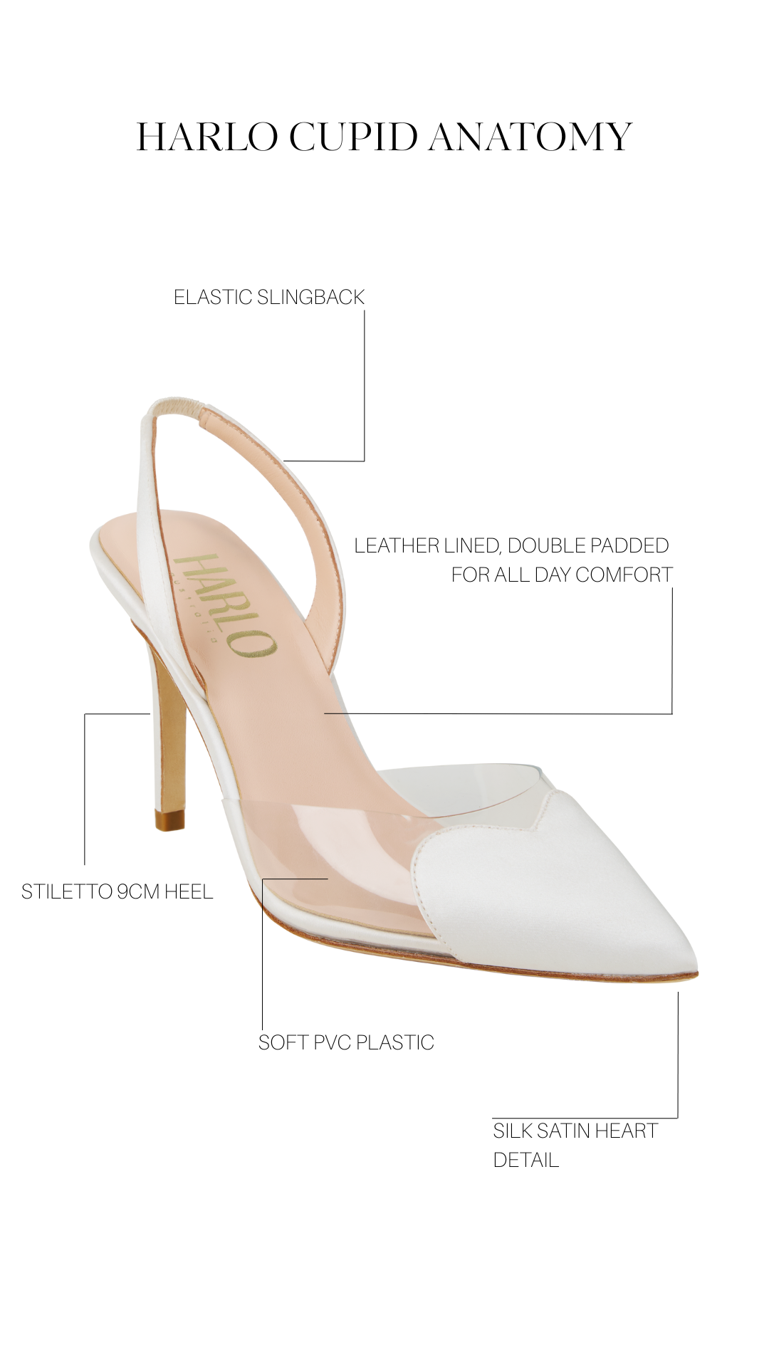 Cupid - Love Heart Sling Back Heels - Ivory Silk Satin