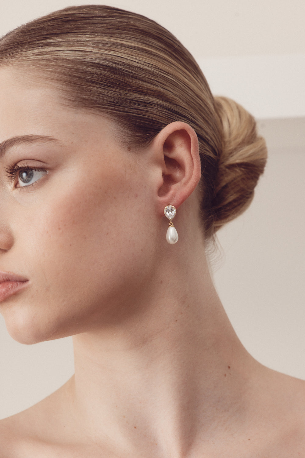 Buy Sara - Classic Bridal Crystal Pearl Earrings online | The White Collection Australia