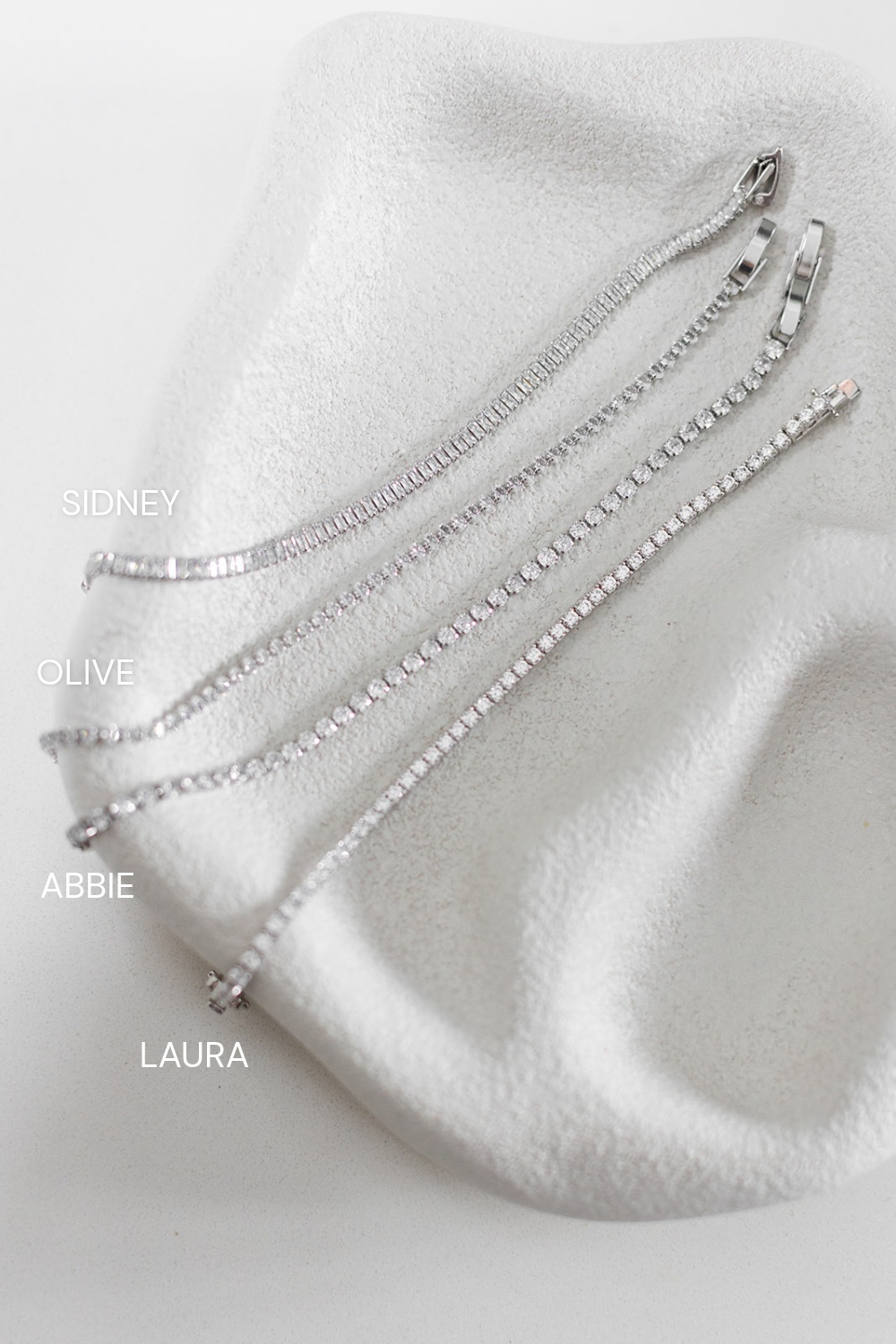 Buy Sidney - Delicate Bridal Tennis Bracelet Baguette Crystals online | The White Collection Australia