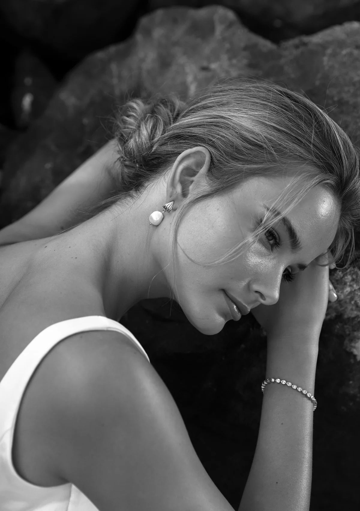 Buy Lola Knight - Marinda - Freshwater Pearl Drop Earrings - Silver online | The White Collection Australia