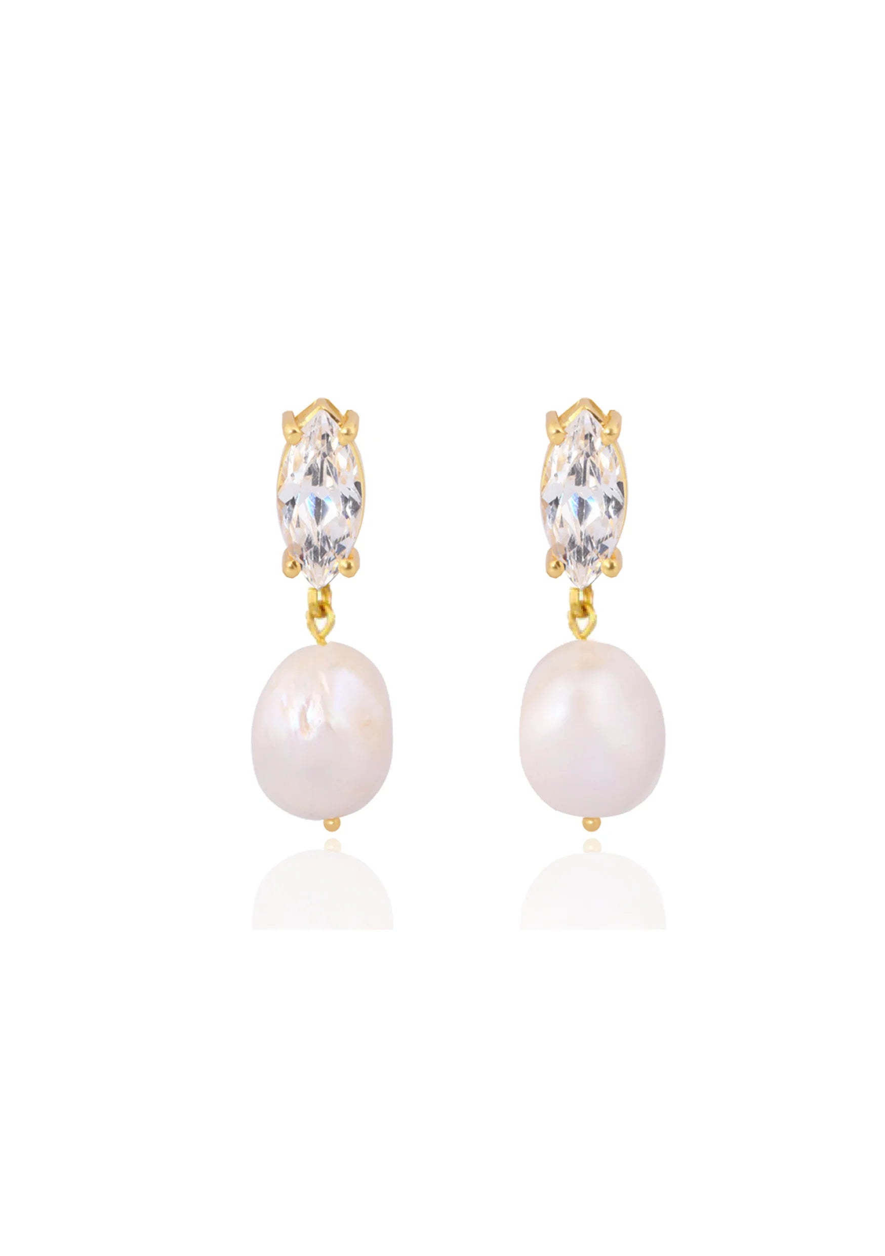 Buy Lola Knight - Skylar Mini - Crystal And Pearl Drop Bridal Earrings - Gold online | The White Collection Australia