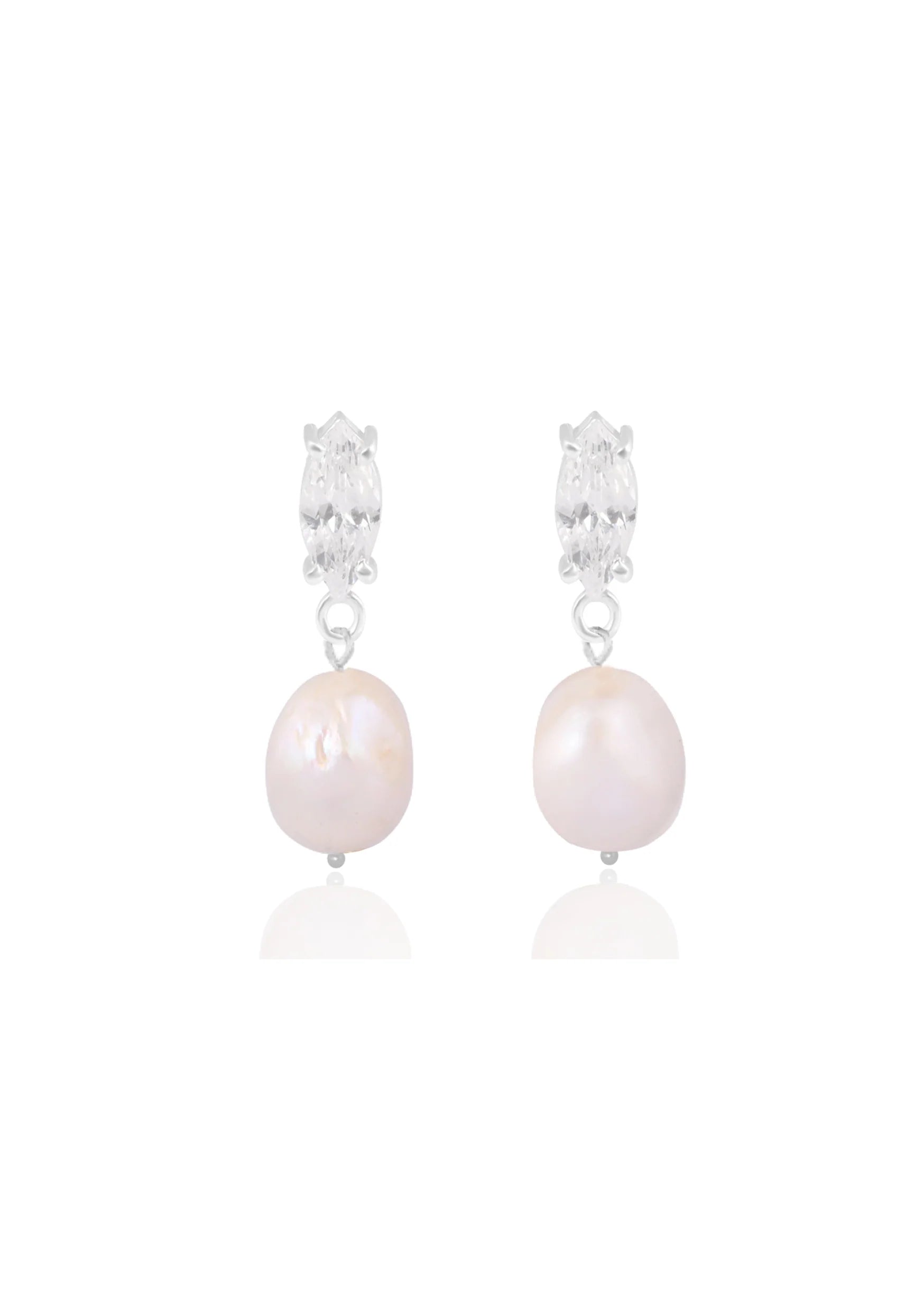 Buy Lola Knight - Skylar Mini - Crystal And Pearl Bridal Drop Earrings - Silver online | The White Collection Australia