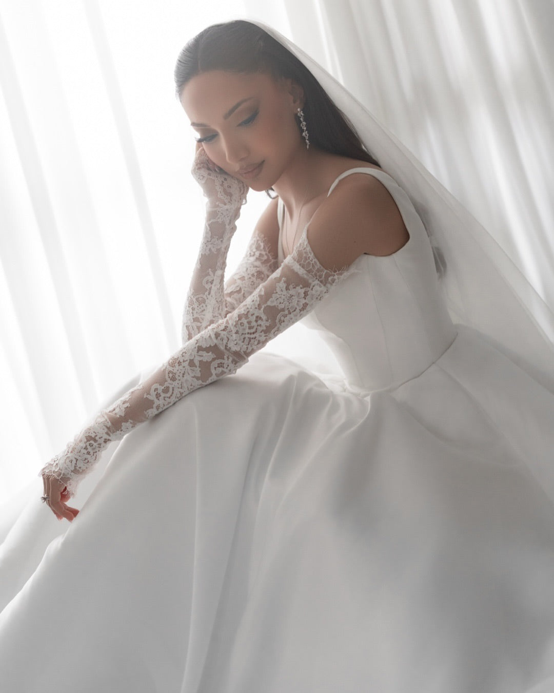 Esther - Delicate Crystal Cluster Drop Bridal Earrings