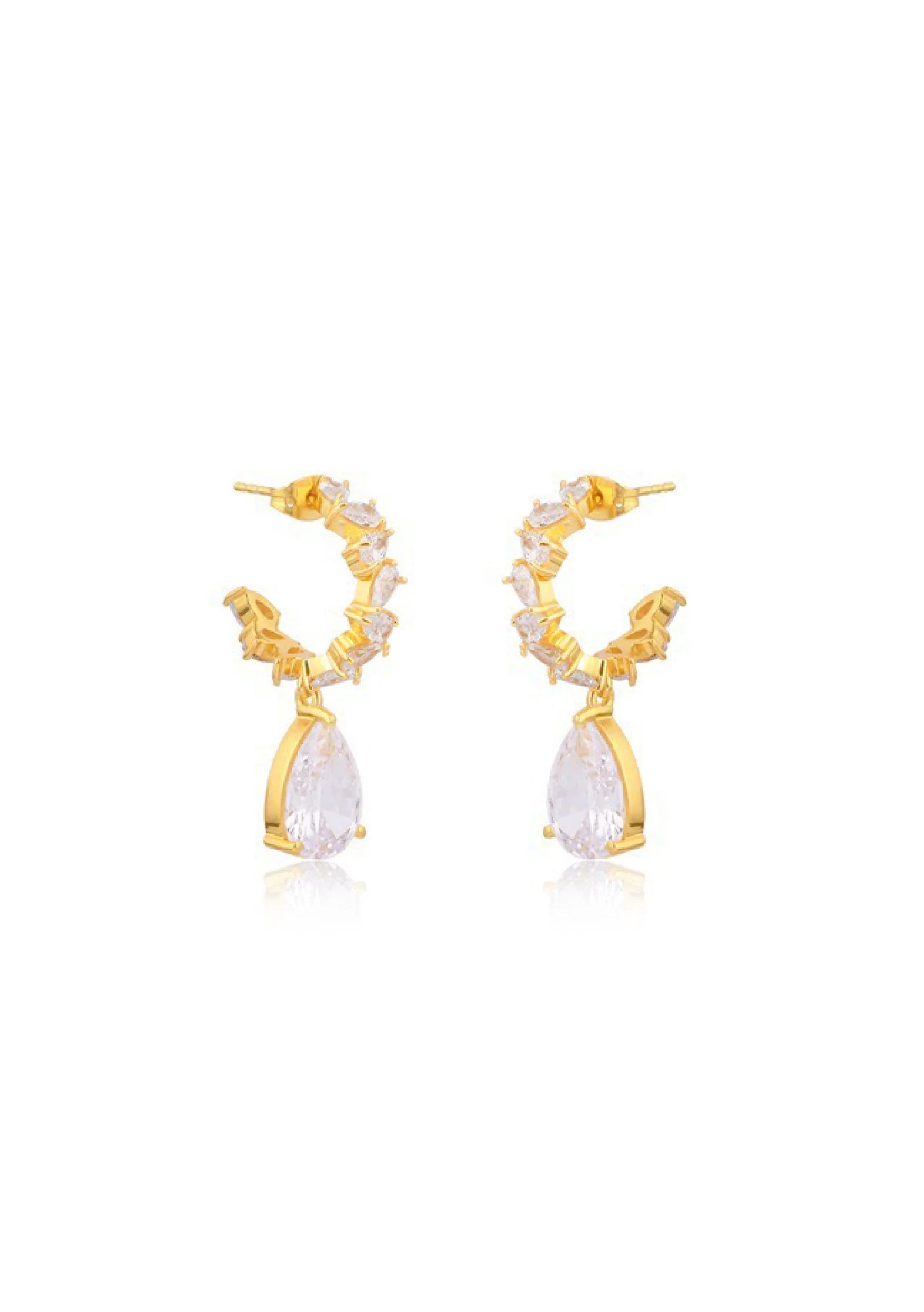 Buy Lola Knight - Stella - Crystal Drop Bridal Earrings - Gold online | The White Collection Australia