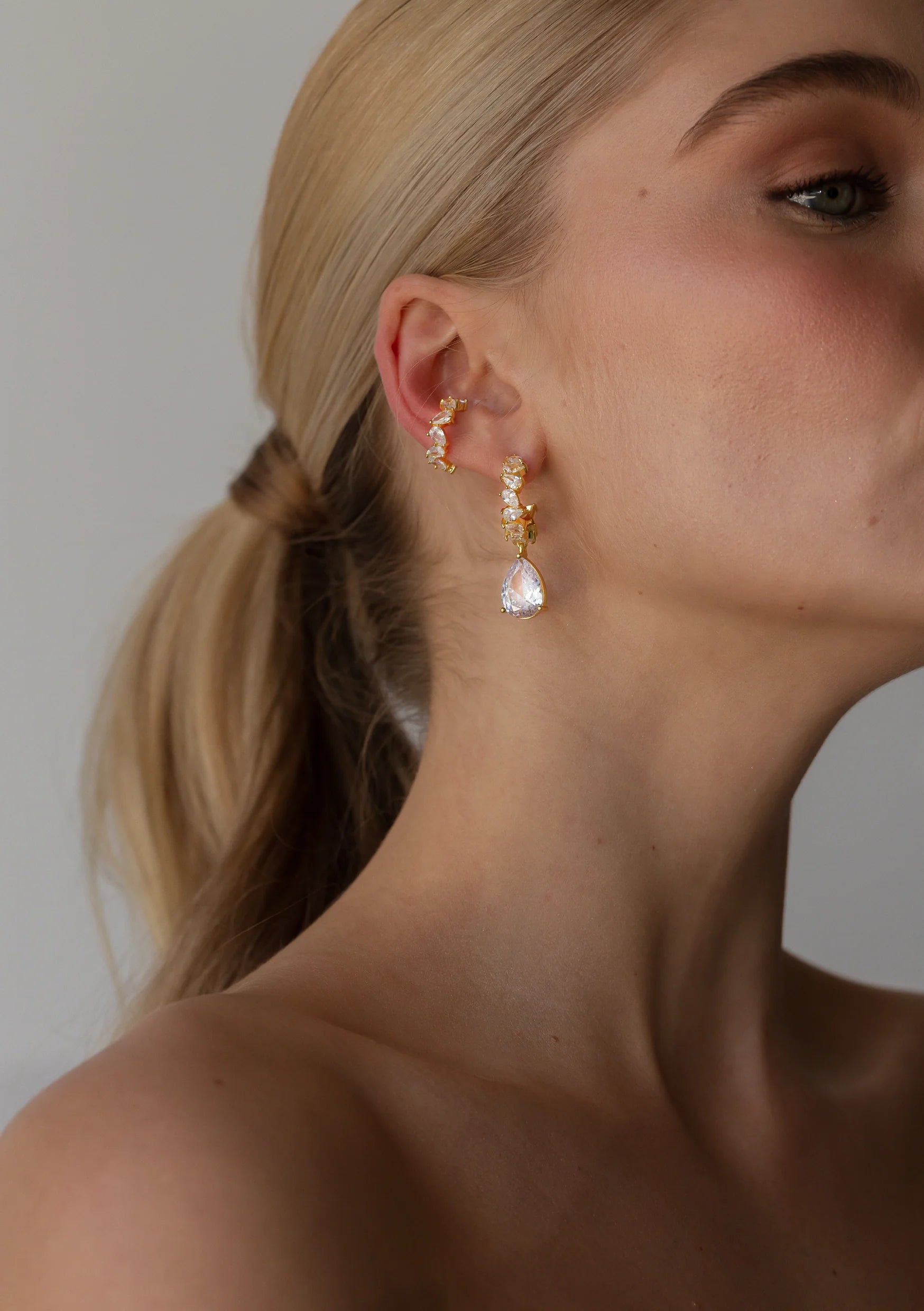 Buy Lola Knight - Stella - Crystal Drop Bridal Earrings - Gold online | The White Collection Australia
