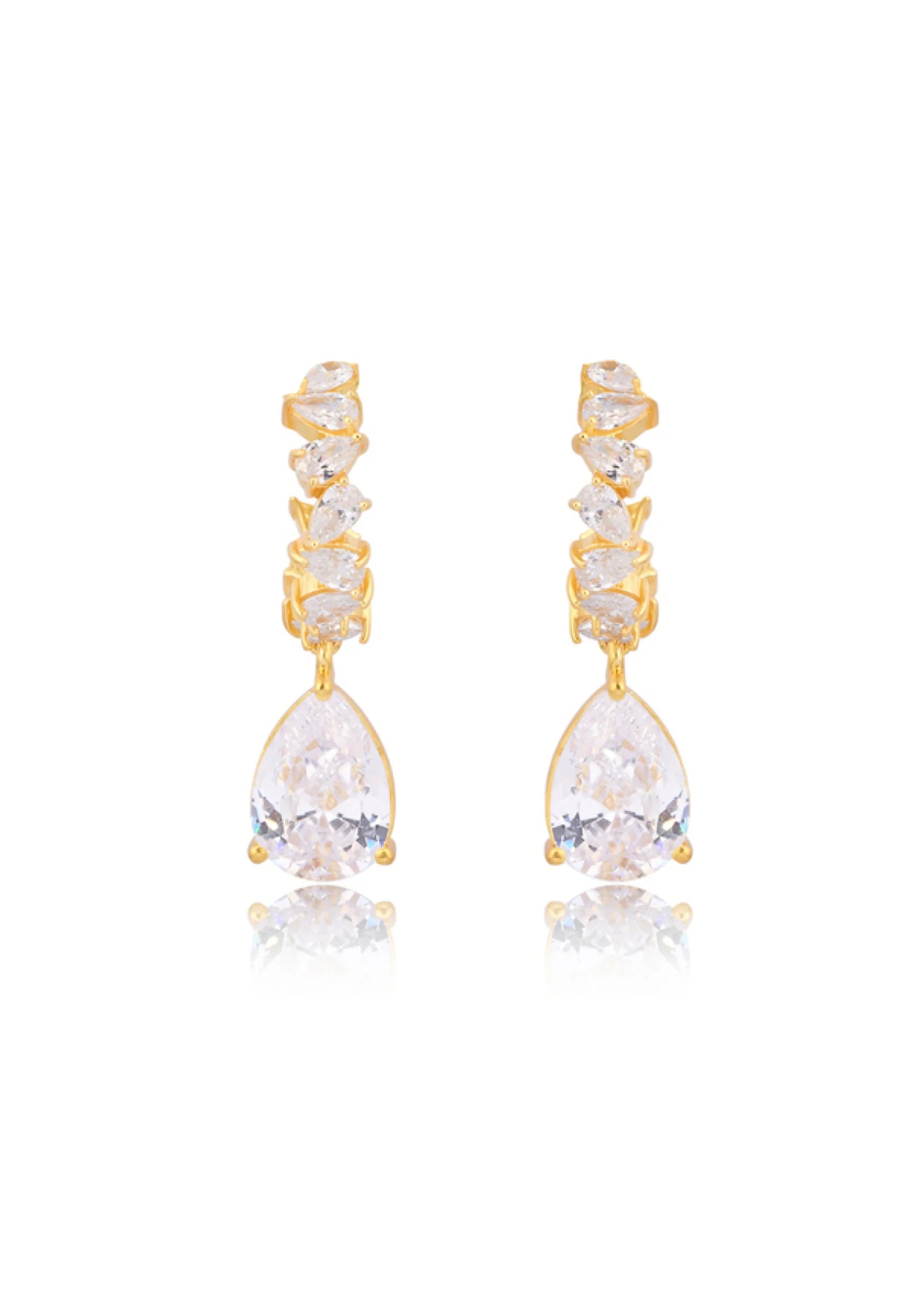 Buy Lola Knight - Stella - Crystal Drop Bridal Earrings - Gold online | The White Collection Australia