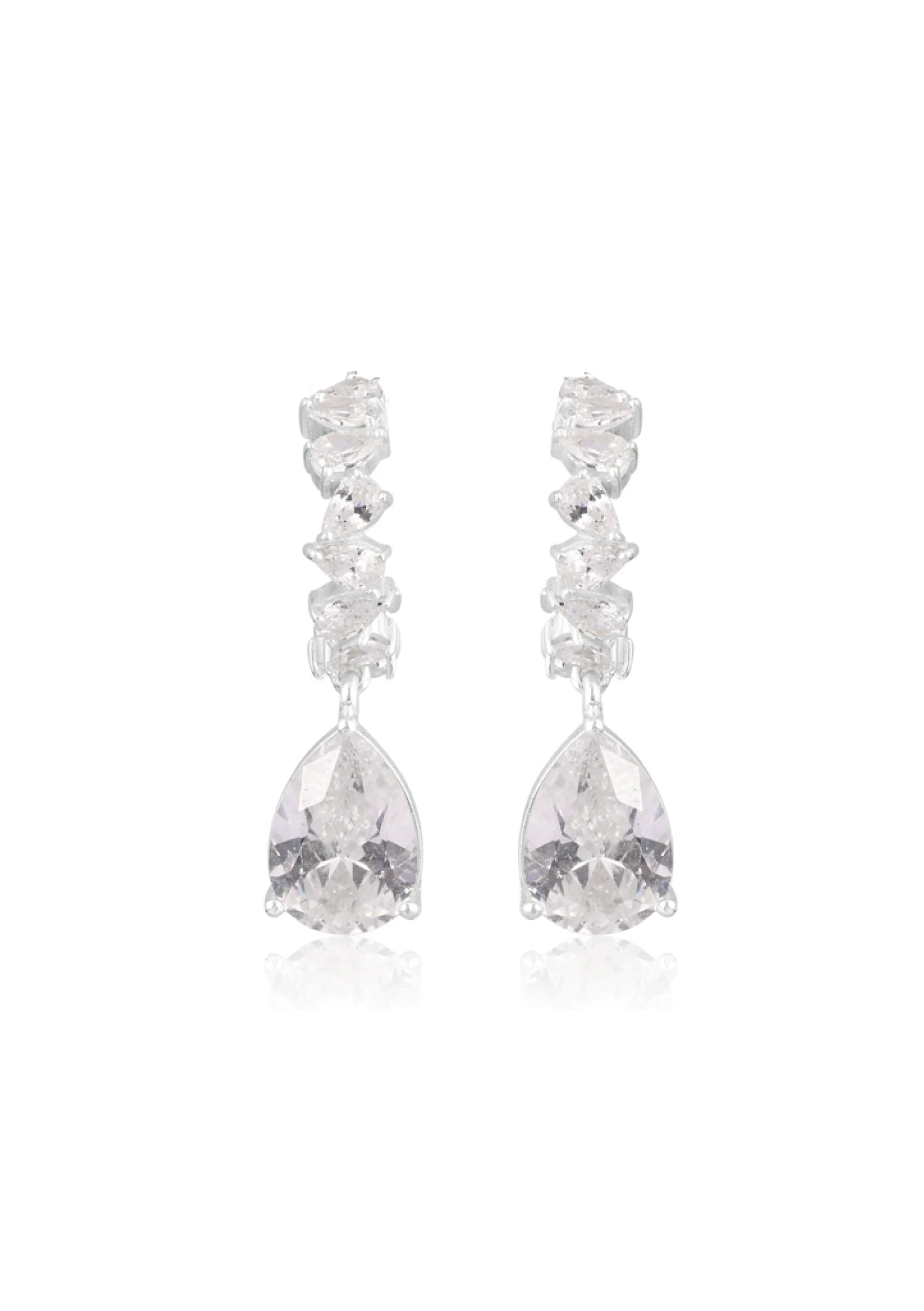 Buy Lola Knight - Stella - Crystal Bridal Drop Earrings - Silver online | The White Collection Australia