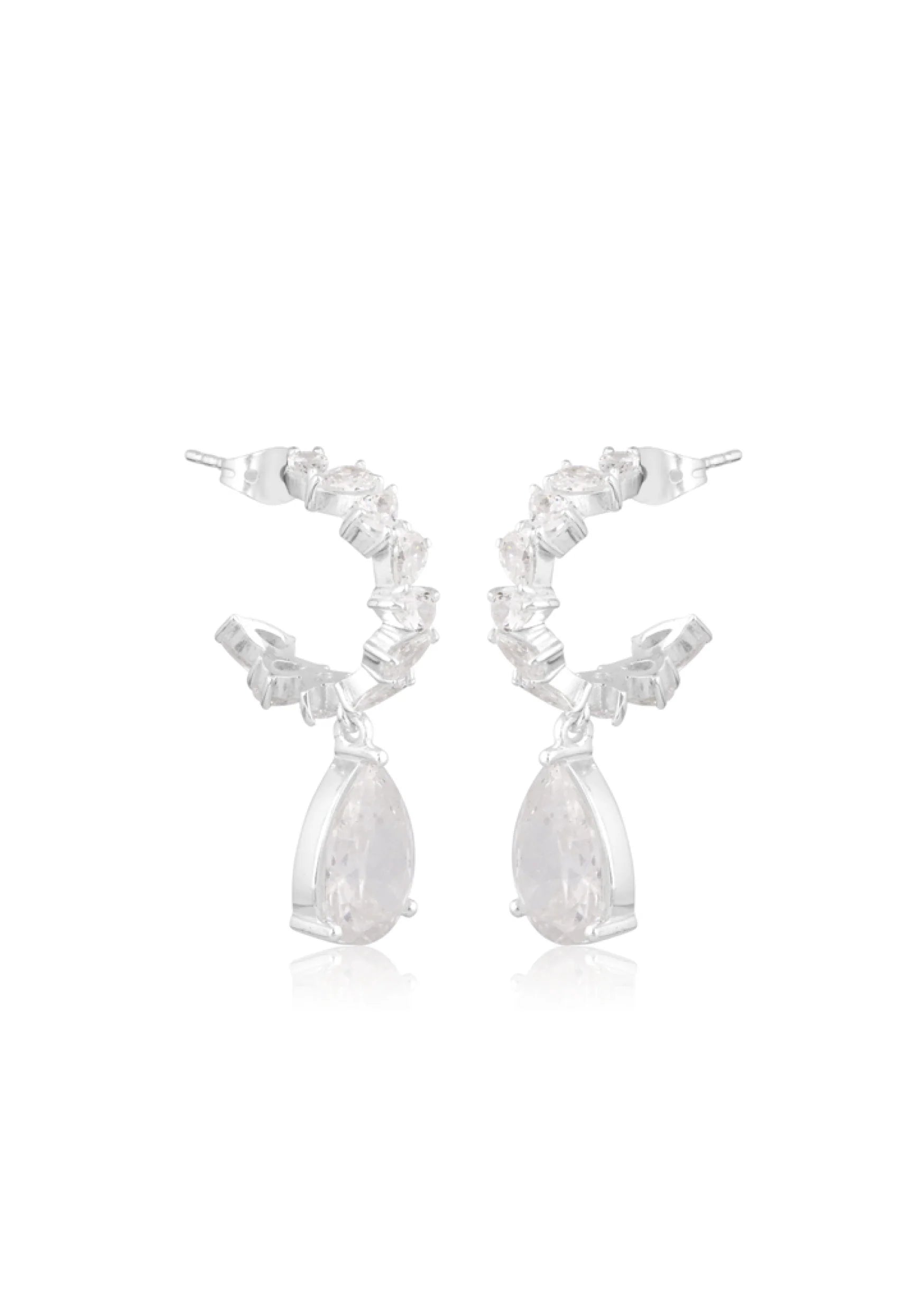 Lola Knight - Stella - Crystal Bridal Drop Earrings - Silver