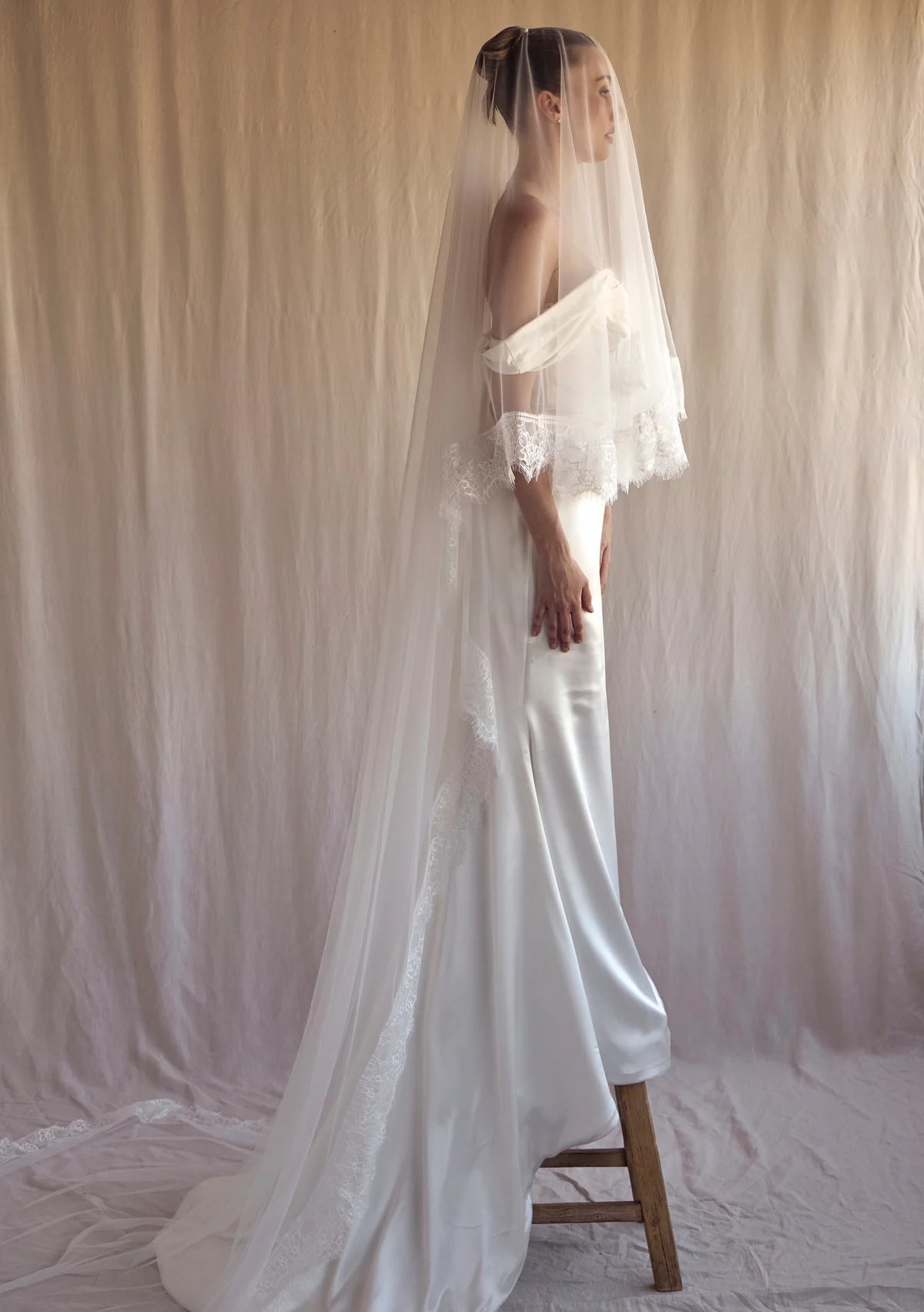 Lola Knight - Stevie - Ivory Mantilla Lace Wedding Veil