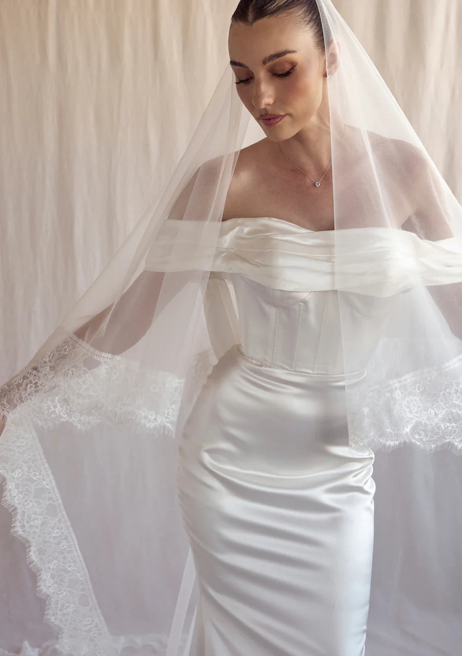 Lola Knight - Stevie - Ivory Mantilla Lace Wedding Veil