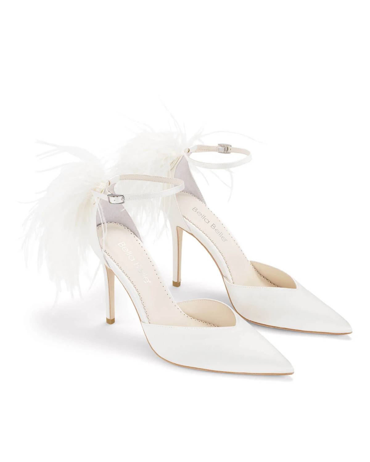 Tate - Feather Detail Statement Wedding Shoes - Ivory