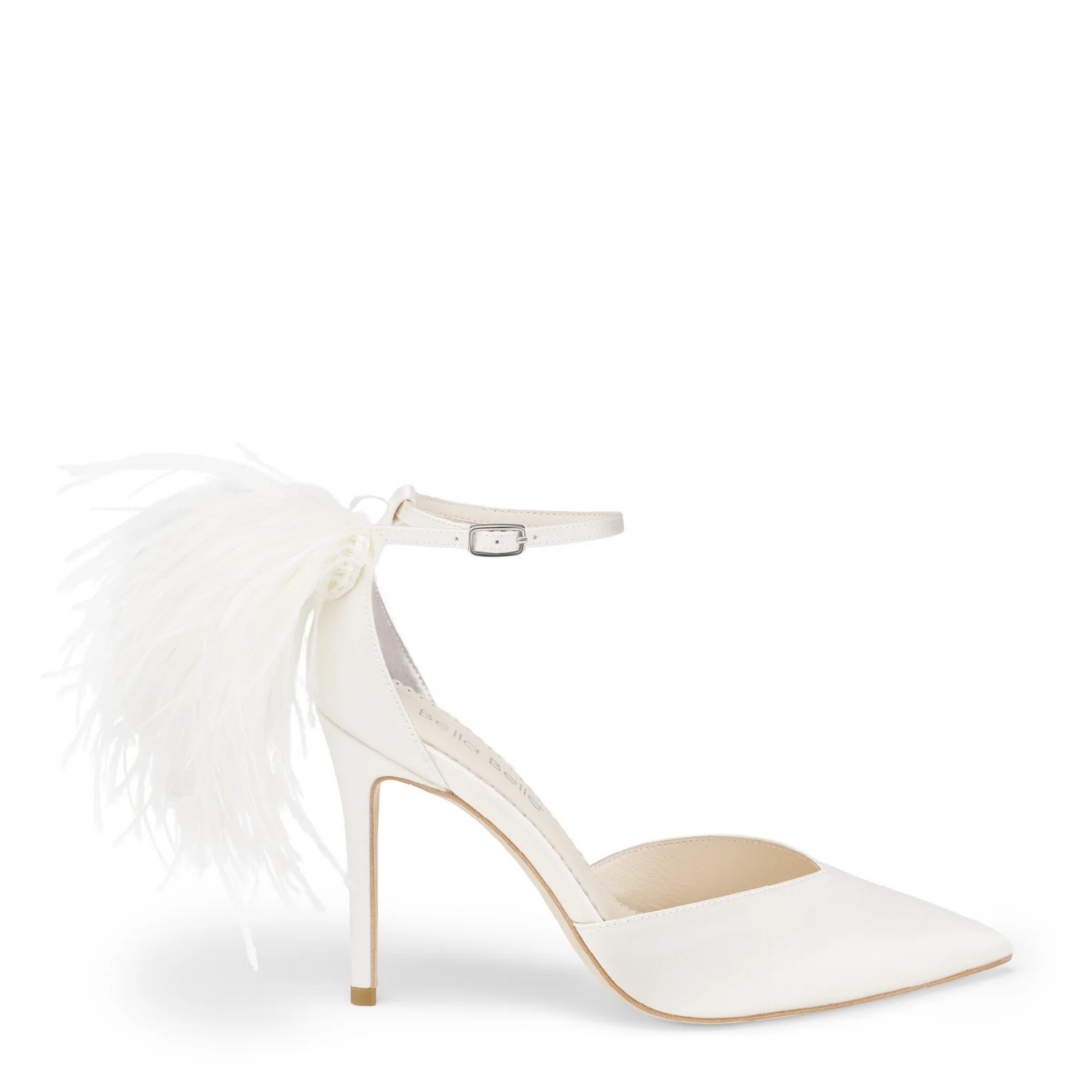 Tate - Feather Detail Statement Wedding Shoes - Ivory