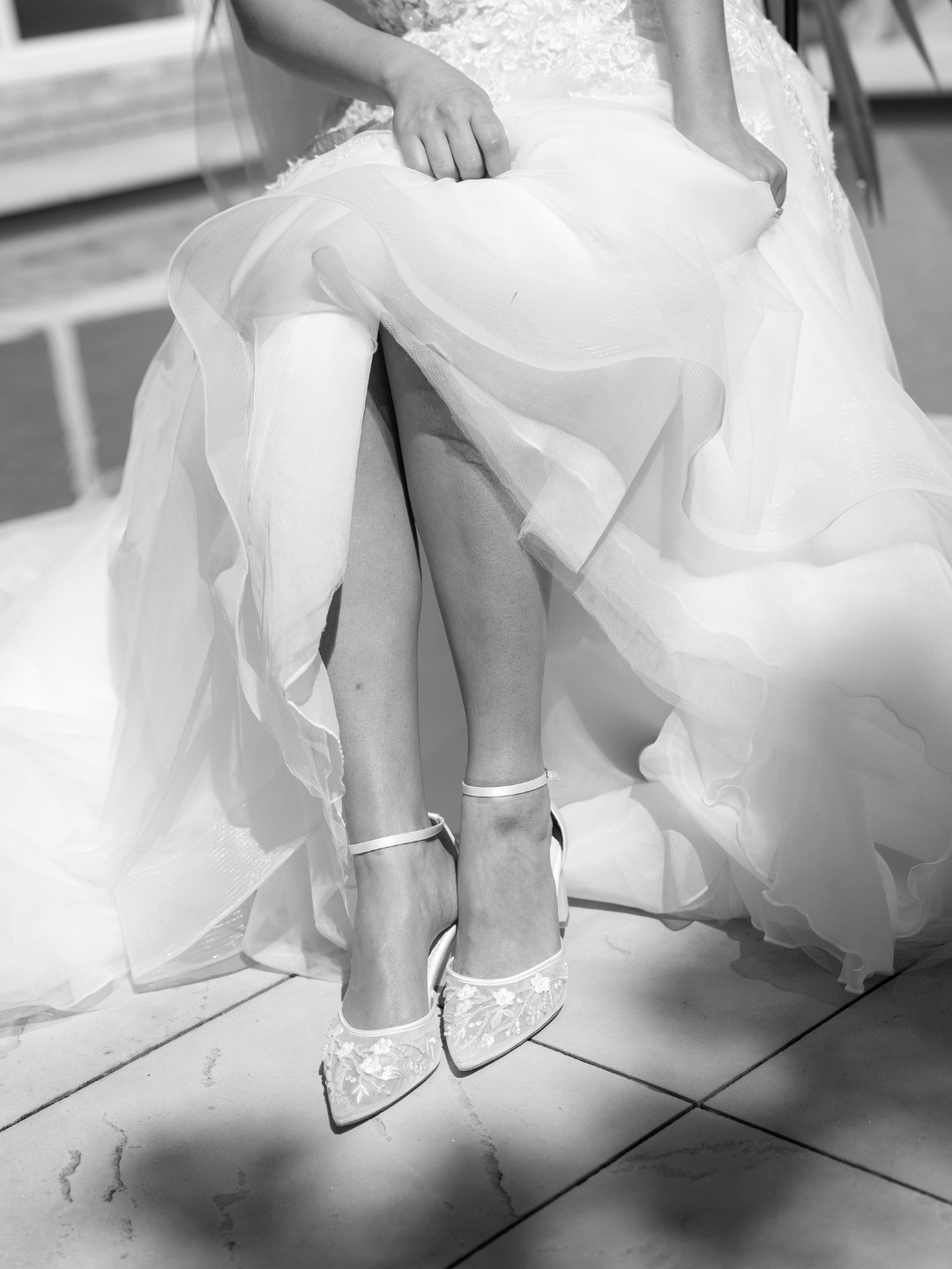 Buy Thea - Floral Illusion Mesh Closed Toe Block Heels - Ivory online | The White Collection Australia