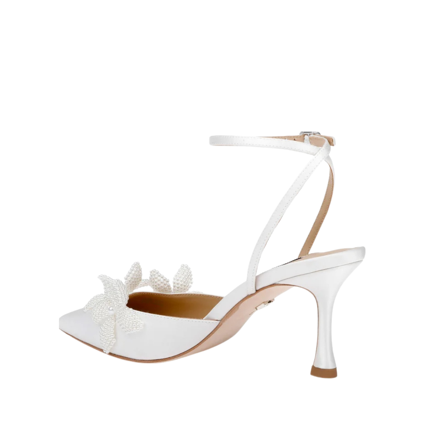 Whitman - Pointed Toe Ankle Strap Pump - White Satin