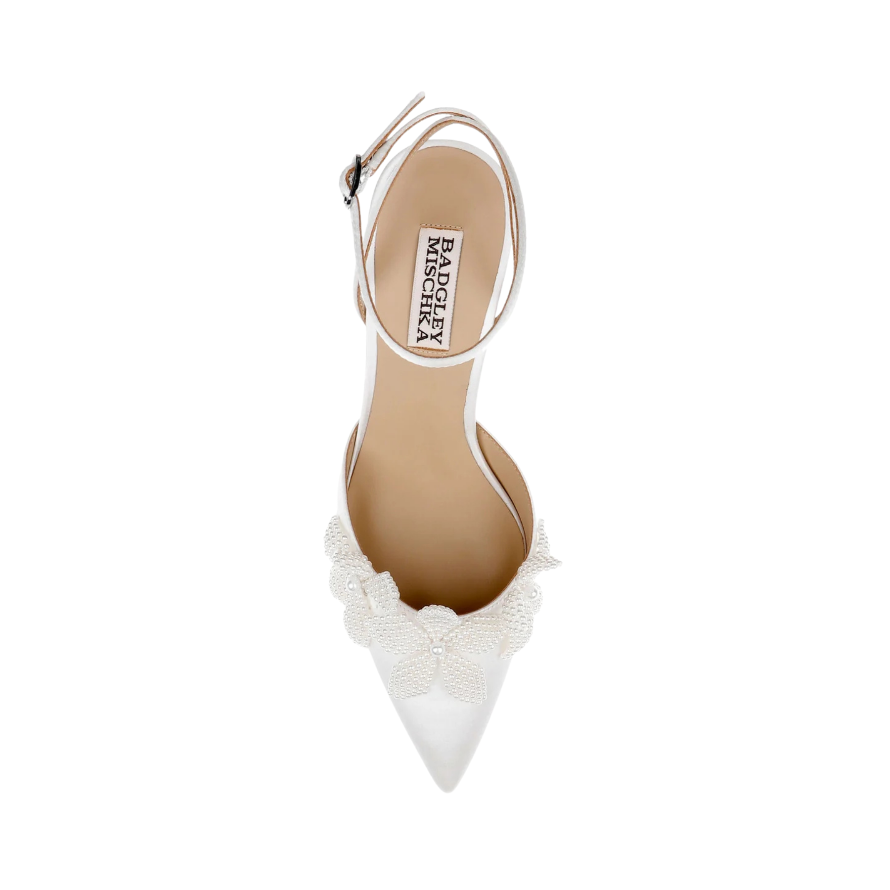 Whitman - Pointed Toe Ankle Strap Pump - White Satin