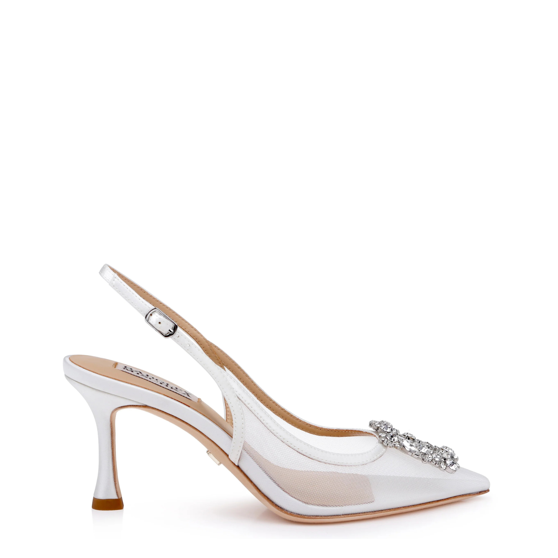 Yuta - Mesh Slingback Pump White Satin - Soft White