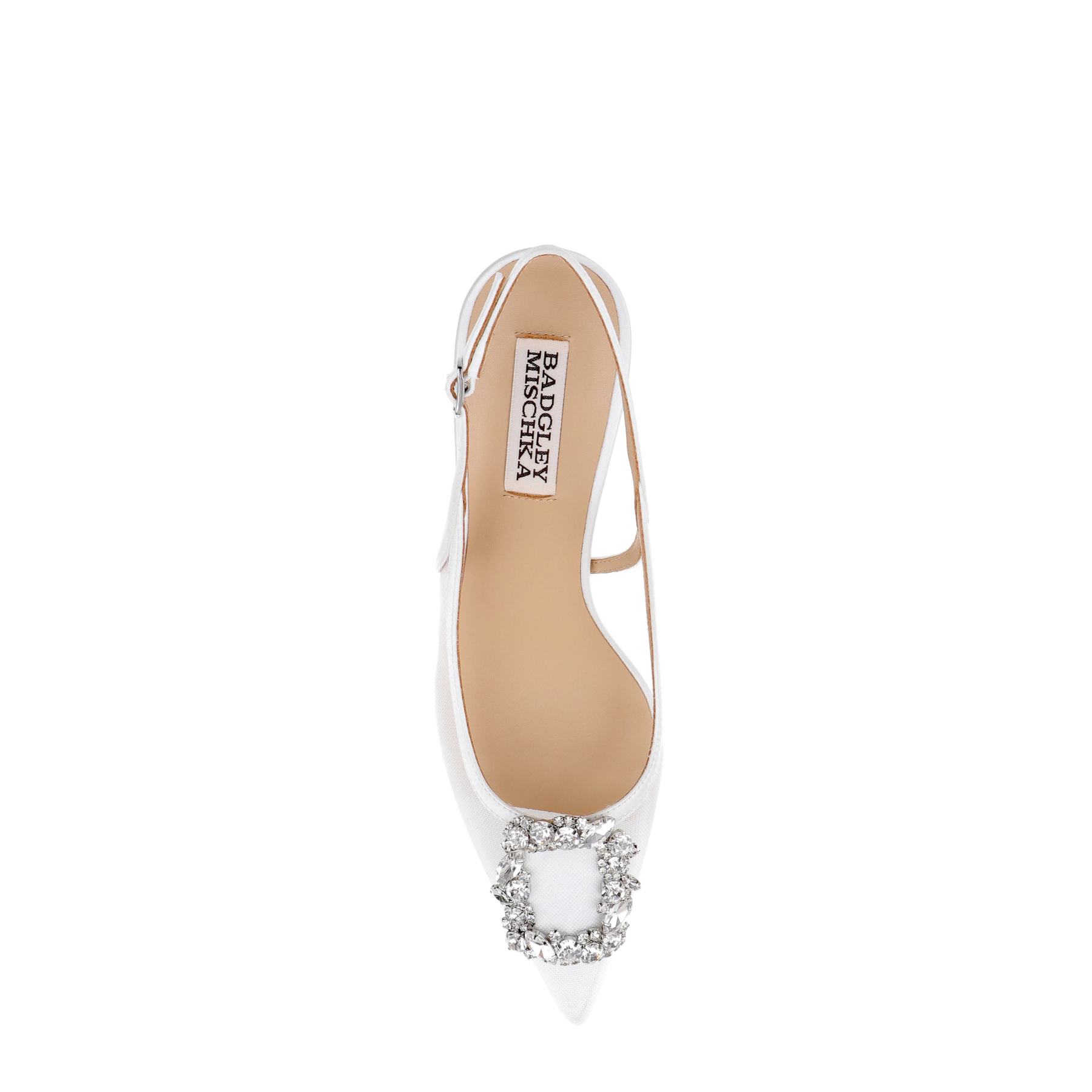 Yuta - Mesh Slingback Pump White Satin - Soft White