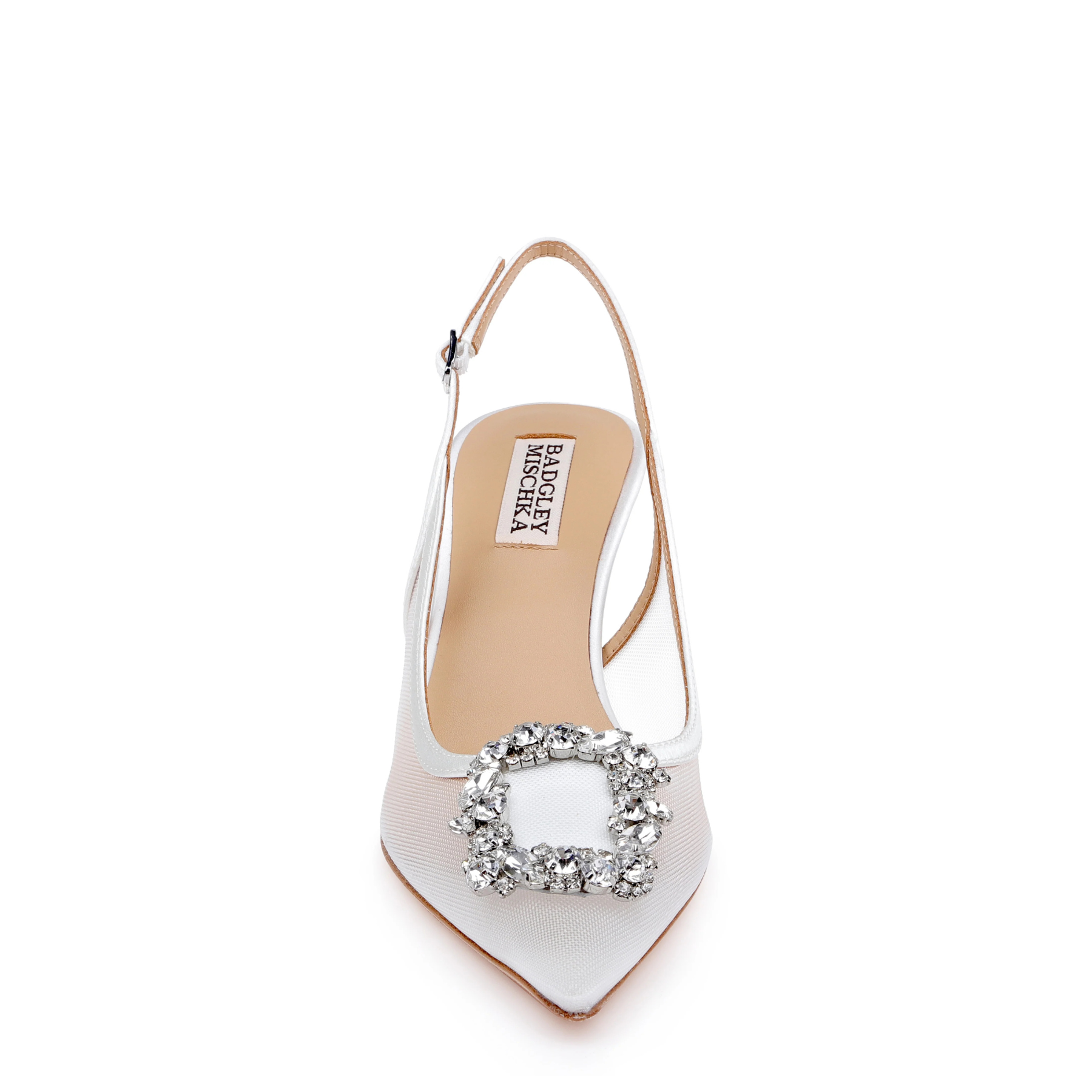 Yuta - Mesh Slingback Pump White Satin - Soft White