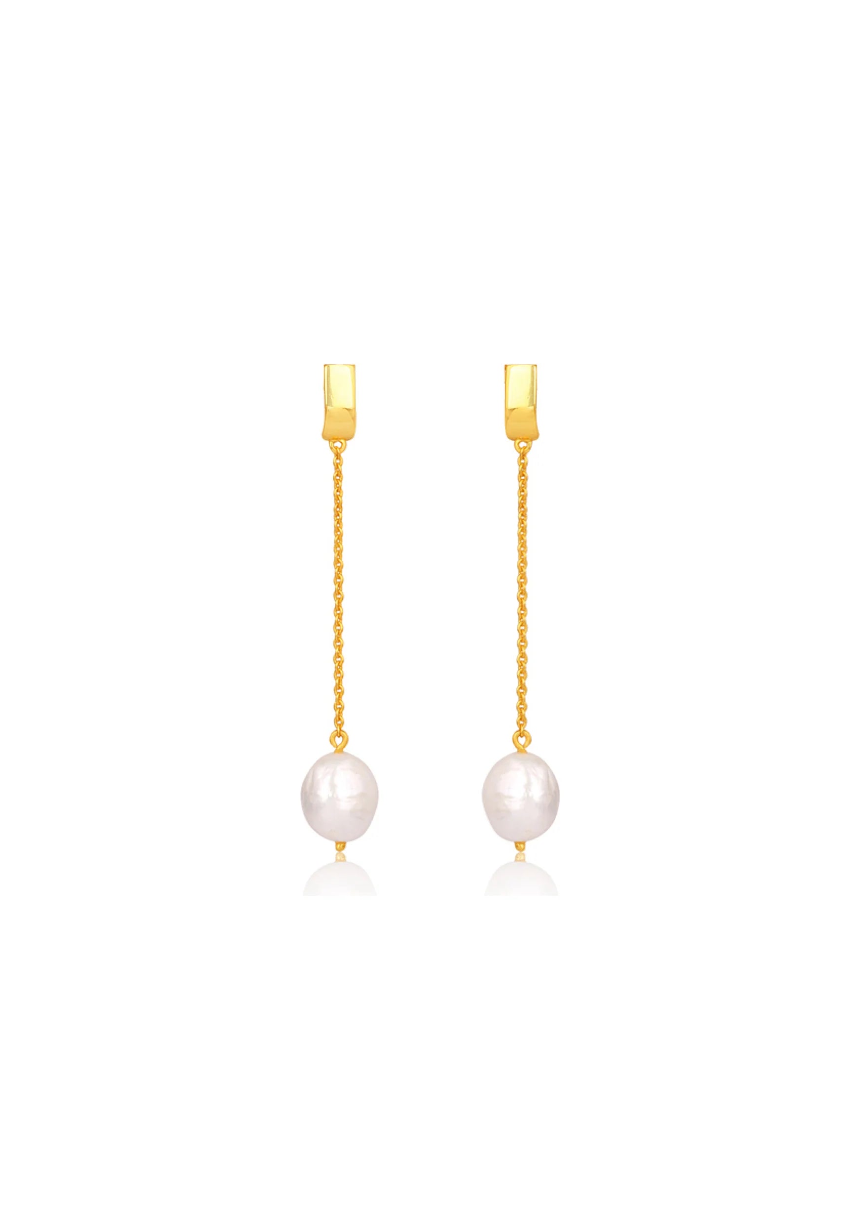 Buy Lola Knight - Ada - Minimal Bridal Pearl Earrings - 18K Gold online | The White Collection Australia