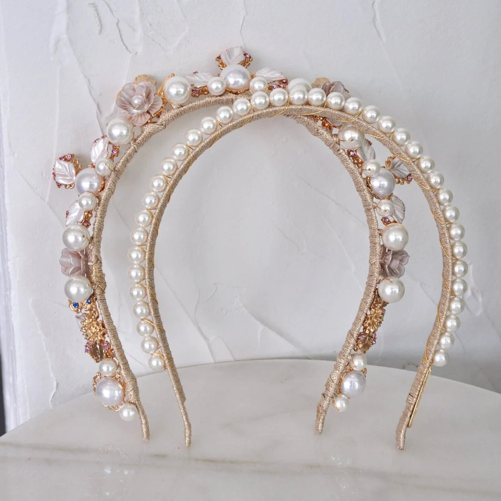 Buy A'el Este - Aubrey - Bridal Pearl Headband - Gold online | The White Collection Australia