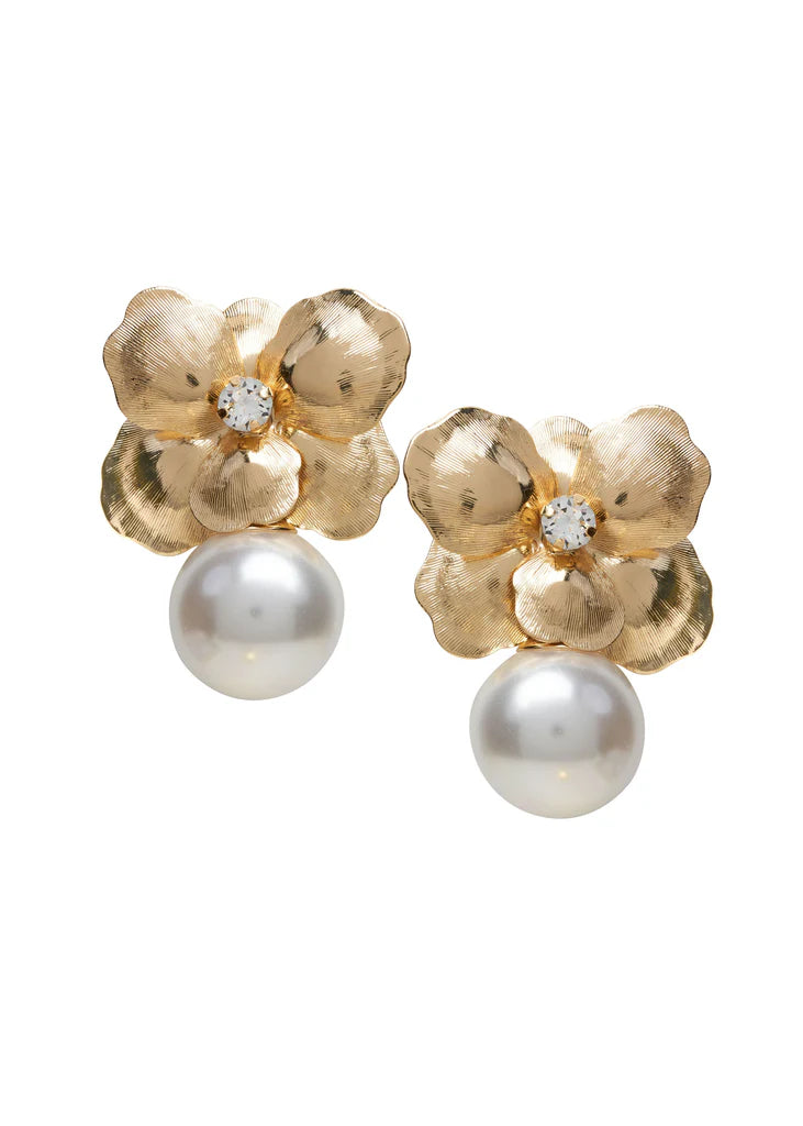 Buy Elizabeth Bower - Orchid Duet Flower Stud - Gold online | The White Collection Australia