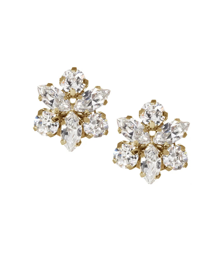 Buy Elizabeth Bower - Juliette Crystal Stud Clear - Gold online | The White Collection Australia