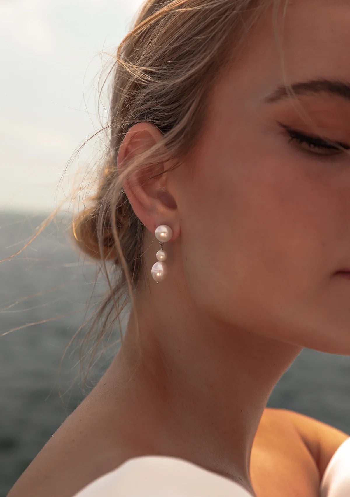 Buy Lola Knight - Lucia - Pearl Drop Bridal Earrings - Silver online | The White Collection Australia