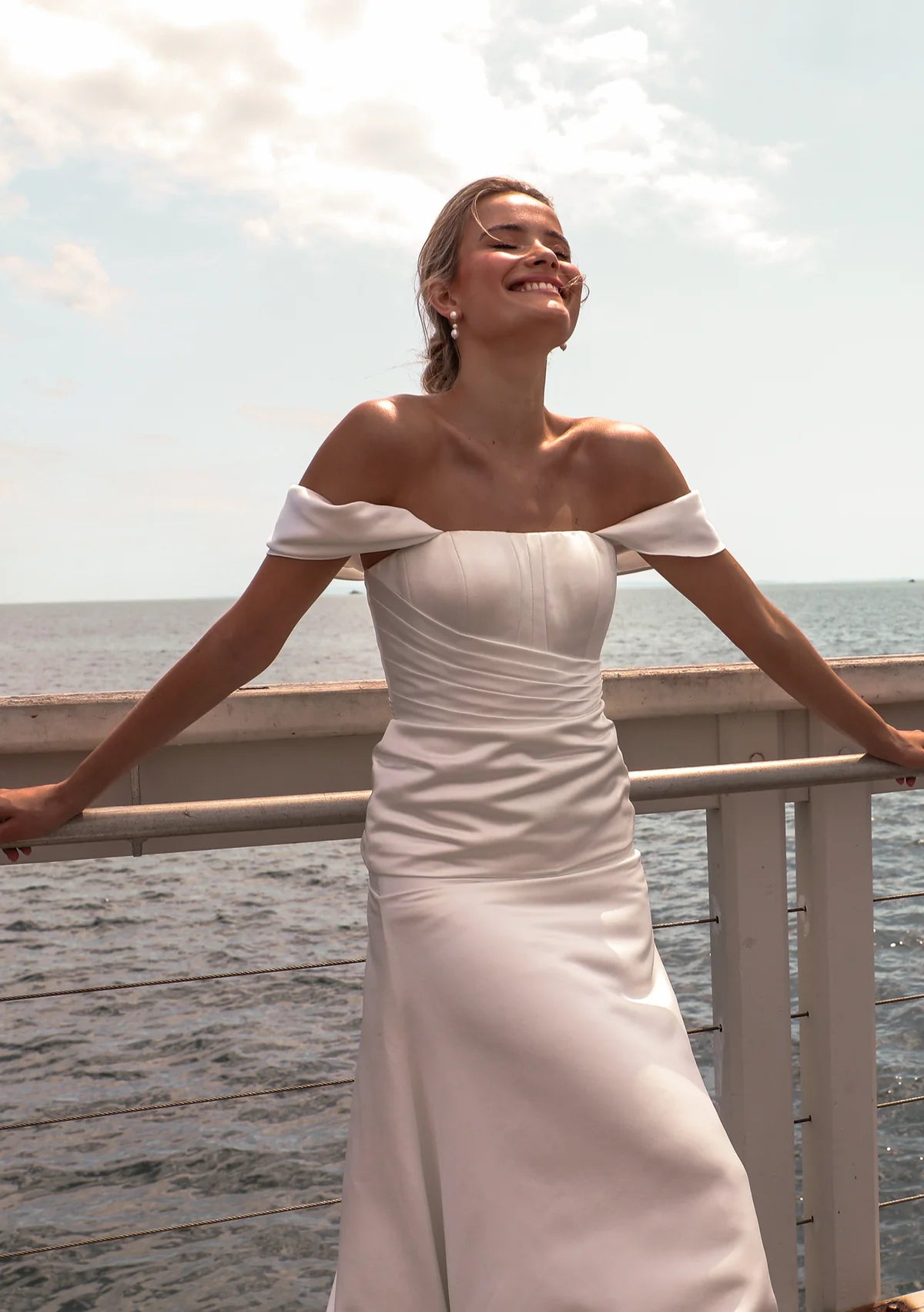 Buy Lola Knight - Lucia - Pearl Drop Bridal Earrings - Silver online | The White Collection Australia