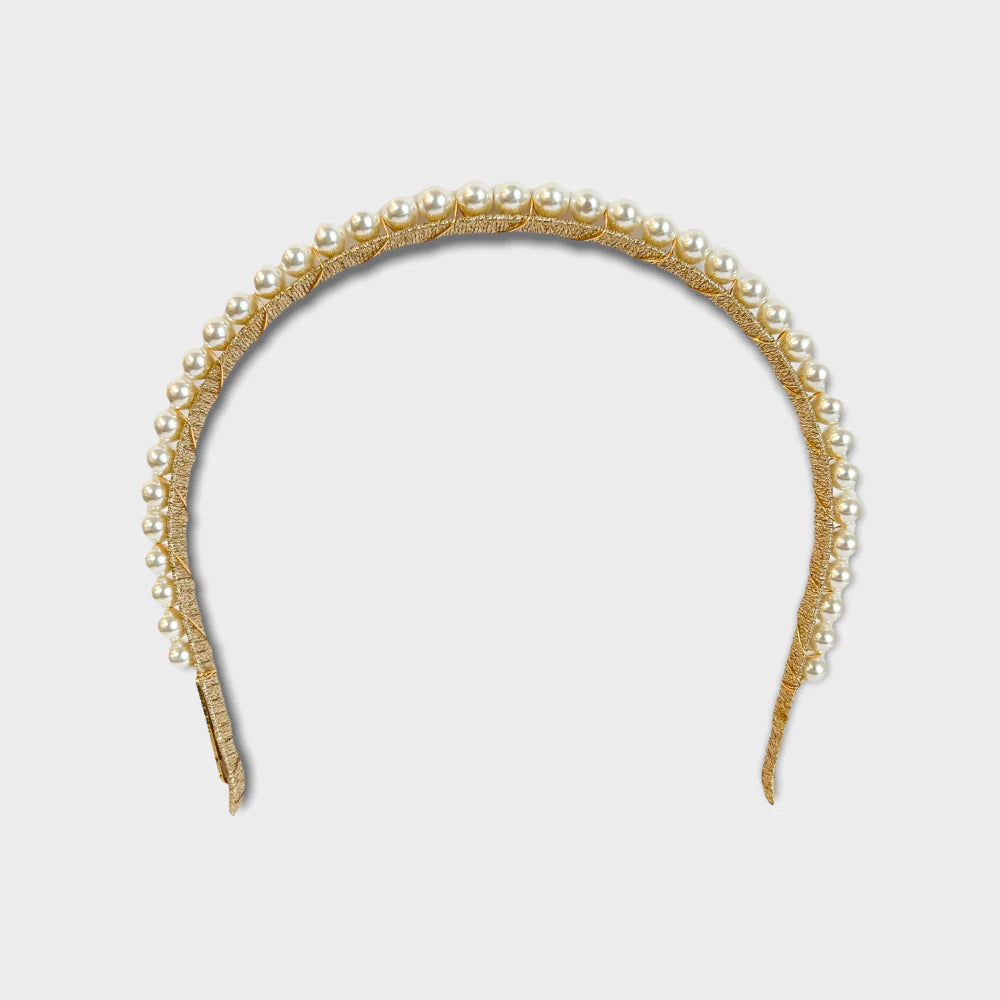 Buy A'el Este - Aubrey - Bridal Pearl Headband - Gold online | The White Collection Australia