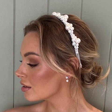 Buy A'el Este - Charlotte - Bridal Pearl Headband - Silver online | The White Collection Australia