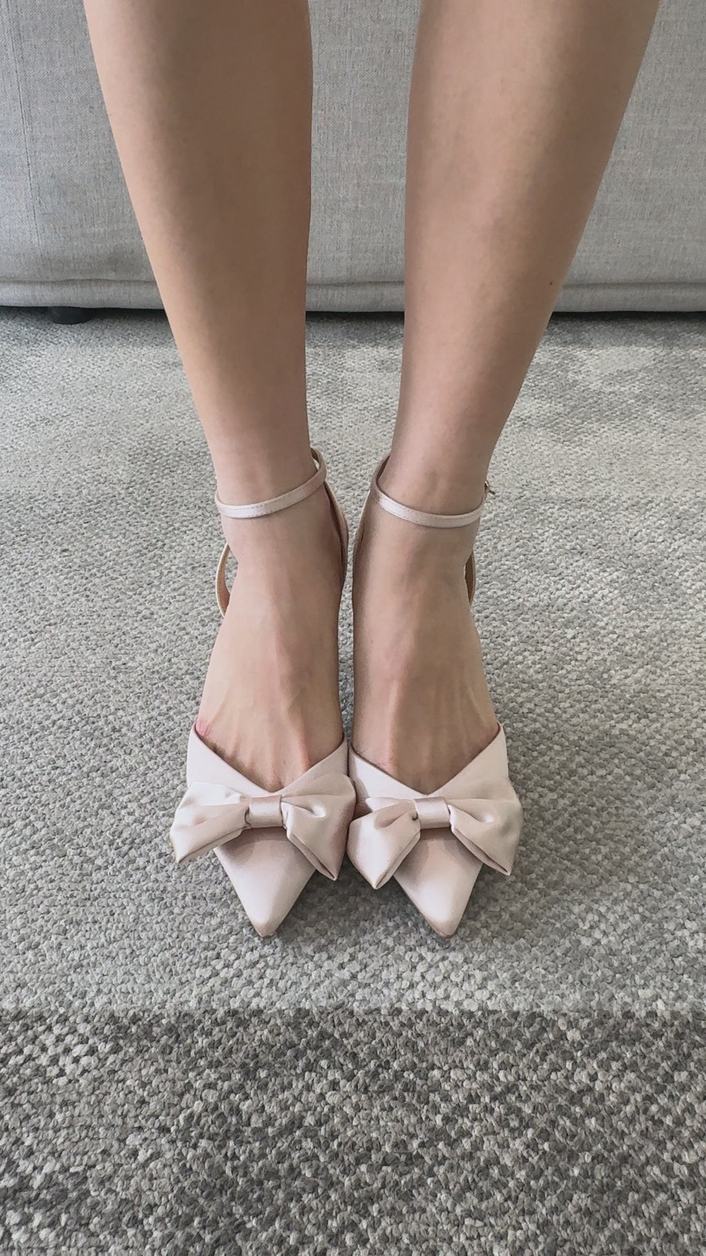 Buy Yanna - Pointed Toe Stiletto with Bow - Champagne Nude online | The White Collection Australia