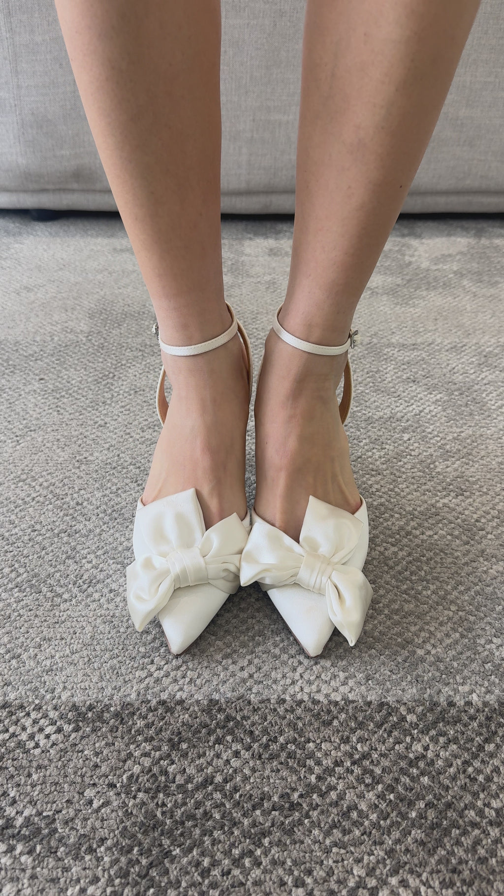 Buy Francine - Pointed Toe Stiletto with Bow - Ivory online | The White Collection Australia